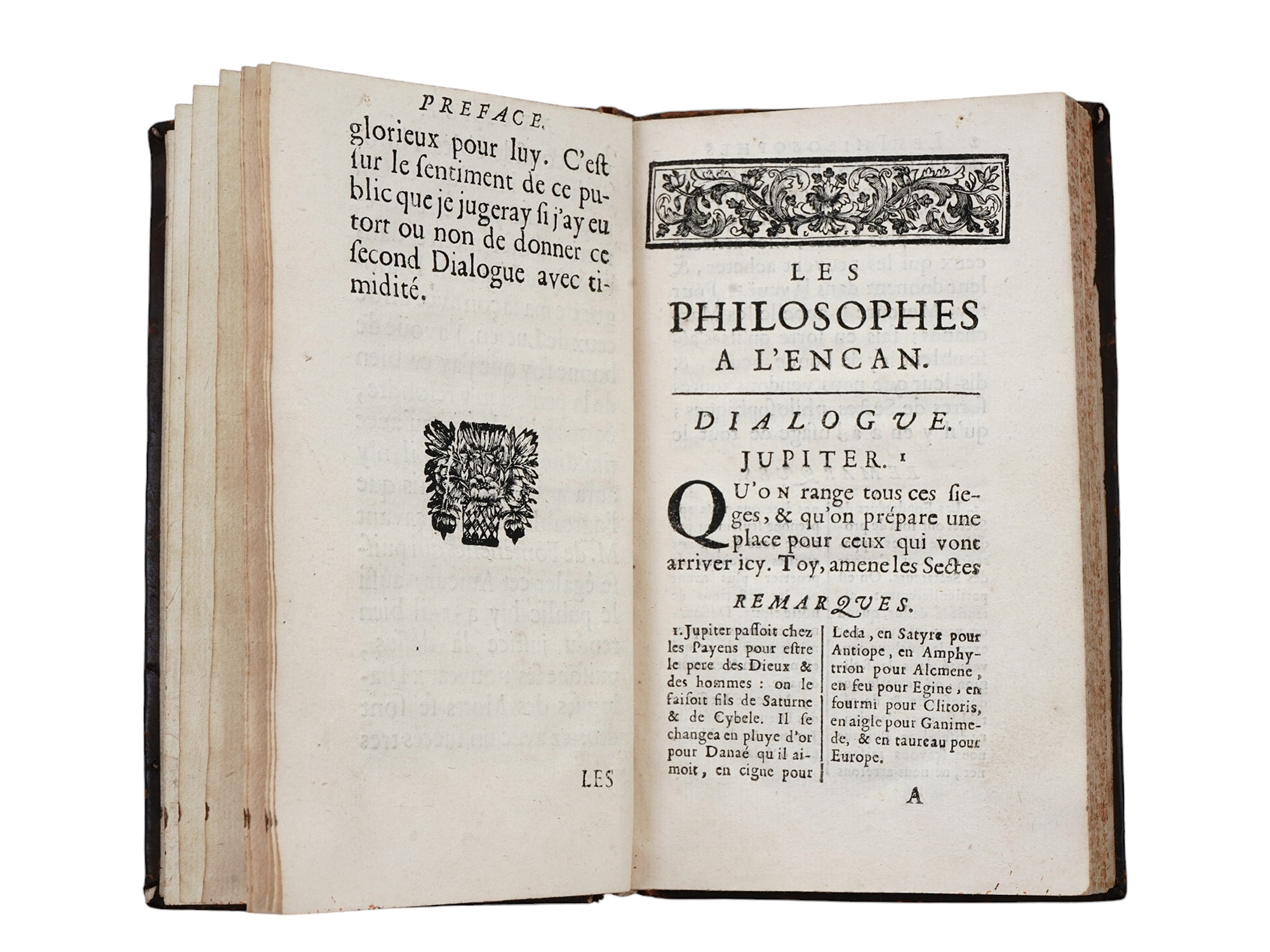 1690 LES PHILOSOPHES A L'ENCAN, DIALOGUES, LUCIAN OF SAMOSATA, LAURENT BORDELON, PHILOSOPHY, SATIRE, PARIS