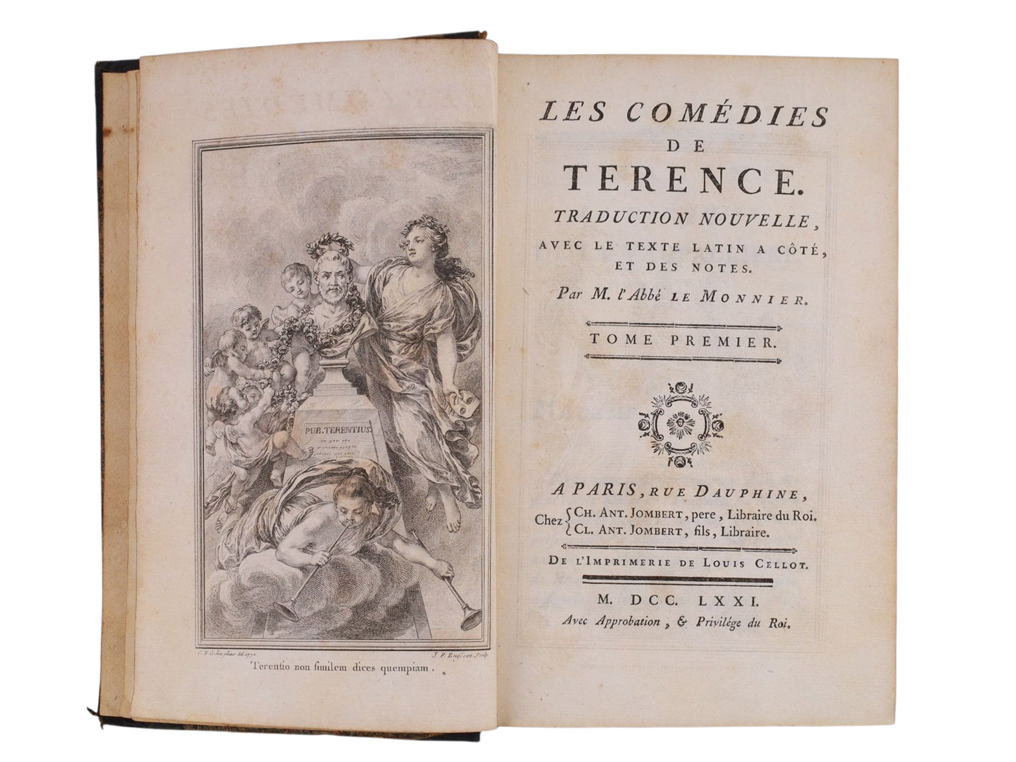 1771 LES COMÉDIES DE TERENCE, FRENCH AND LATIN, LE MONNIER TRANSLATION, ILLUSTRATED