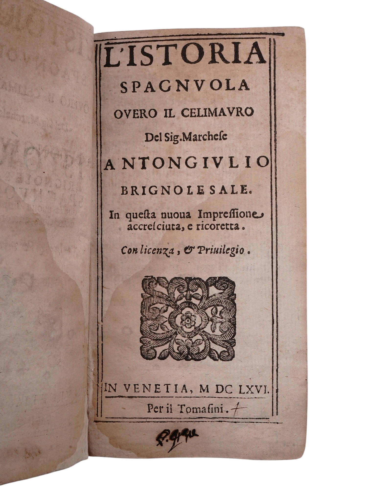 1666 L'ISTORIA SPAGNUOLA, BRIGNOLE-SALE (1605-1665), ITALIAN ROMANCE