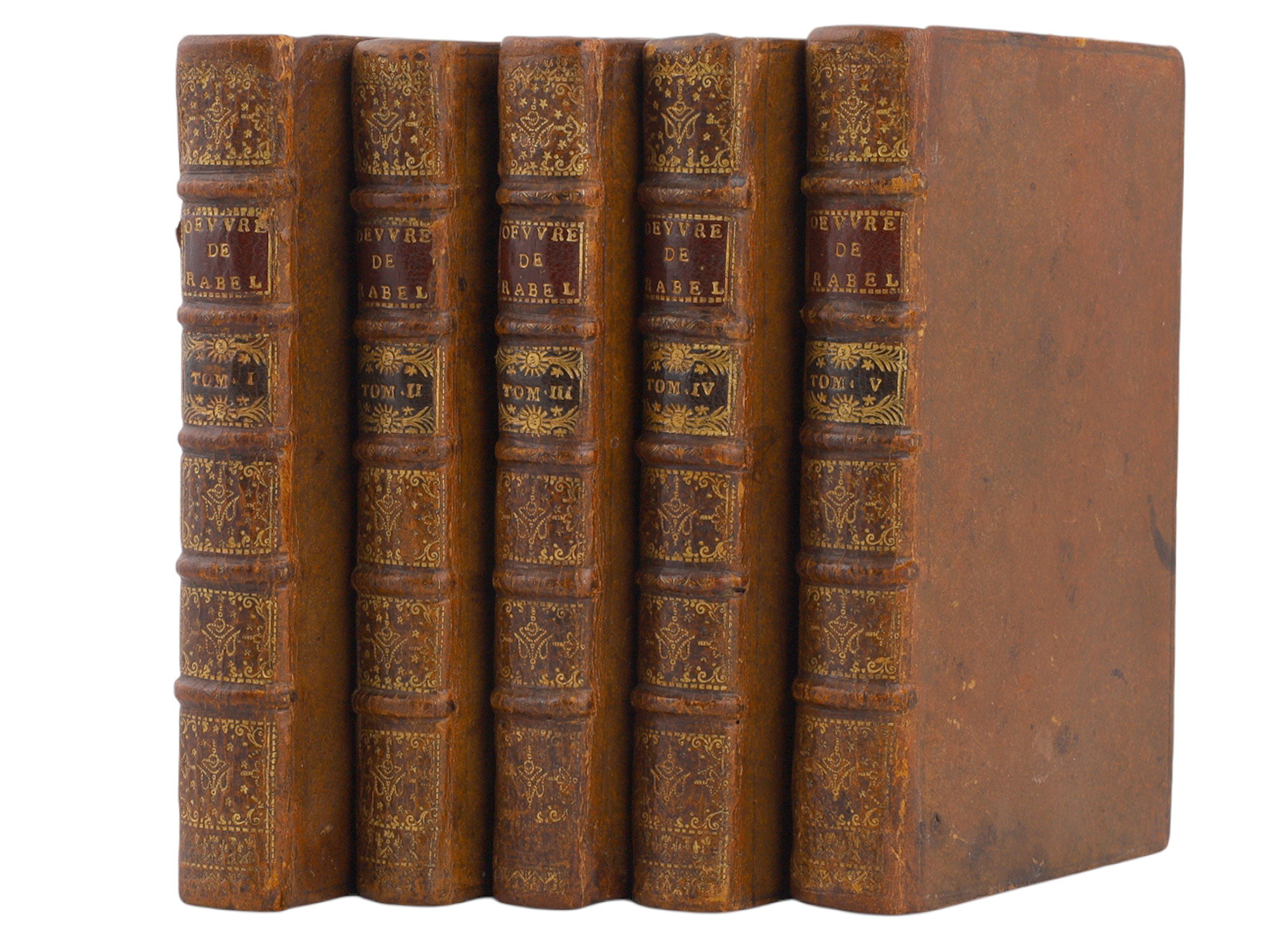 1711 LES OEUVRES DE MAITRE FRANCOIS RABELAIS, LE DUCHAT AND LA MONNOYE, 5 VOLS