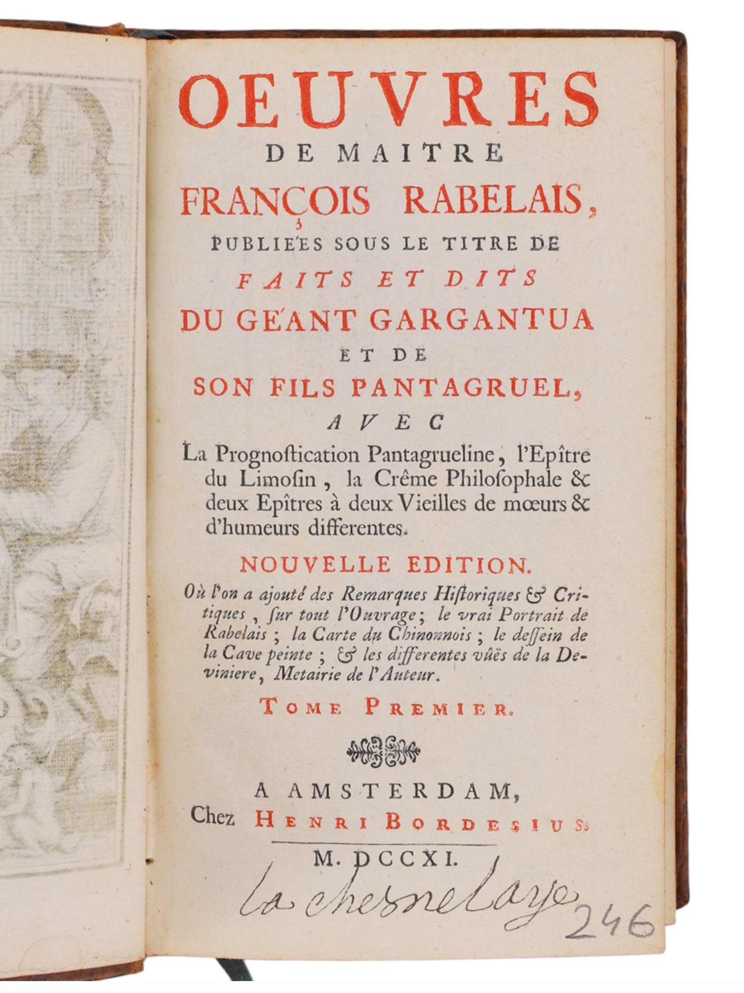 1711 LES OEUVRES DE MAITRE FRANCOIS RABELAIS, LE DUCHAT AND LA MONNOYE, 5 VOLS