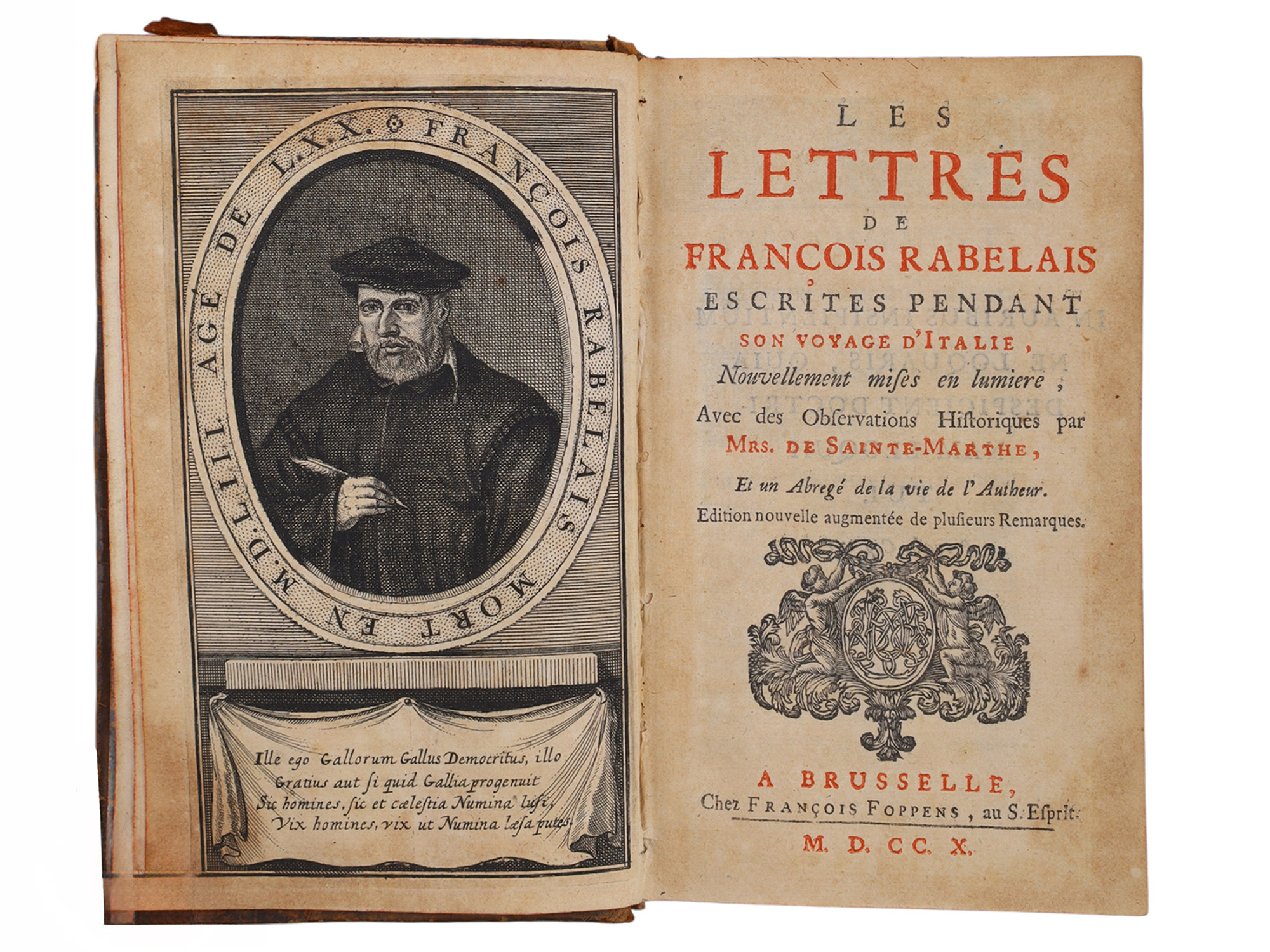 1710 LES LETTRES DES FRANCOIS RABELAIS ESCRITES PENDANT SON VOYAGE D'ITALIE