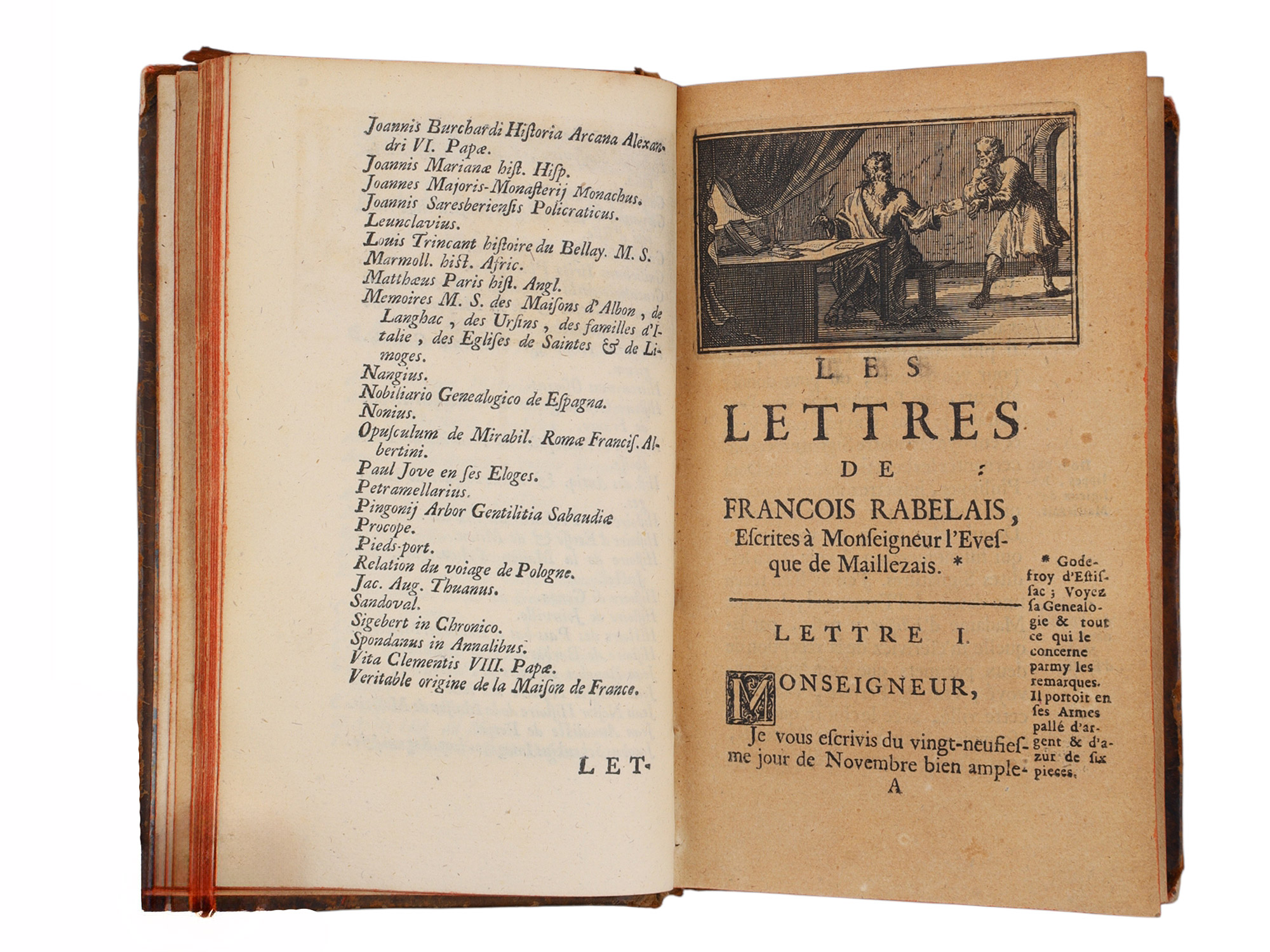 1710 LES LETTRES DES FRANCOIS RABELAIS ESCRITES PENDANT SON VOYAGE D'ITALIE