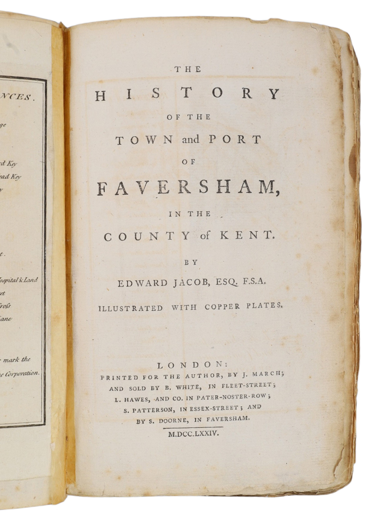 1774 HISTORY OF THE TOWN AND PORT OF FAVERSHAM IN THE COUNTY OF KENT, FIRST EDITION