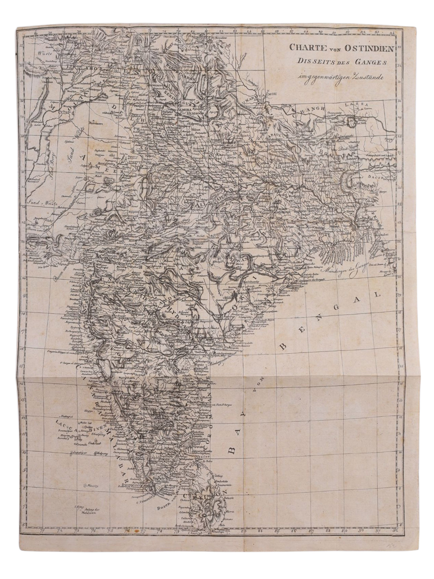 AN 1807 MAP OF INDIA, HEINRICH CHRISTIAN ALBERS, AFTER AARON ARROWSMITH, GERMANY