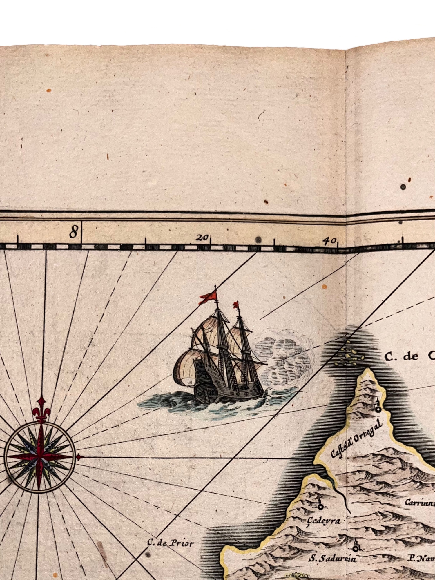 C. 1635 JOAN BLAEU MAP OF GALICIA, SPAIN, HAND-COLORED