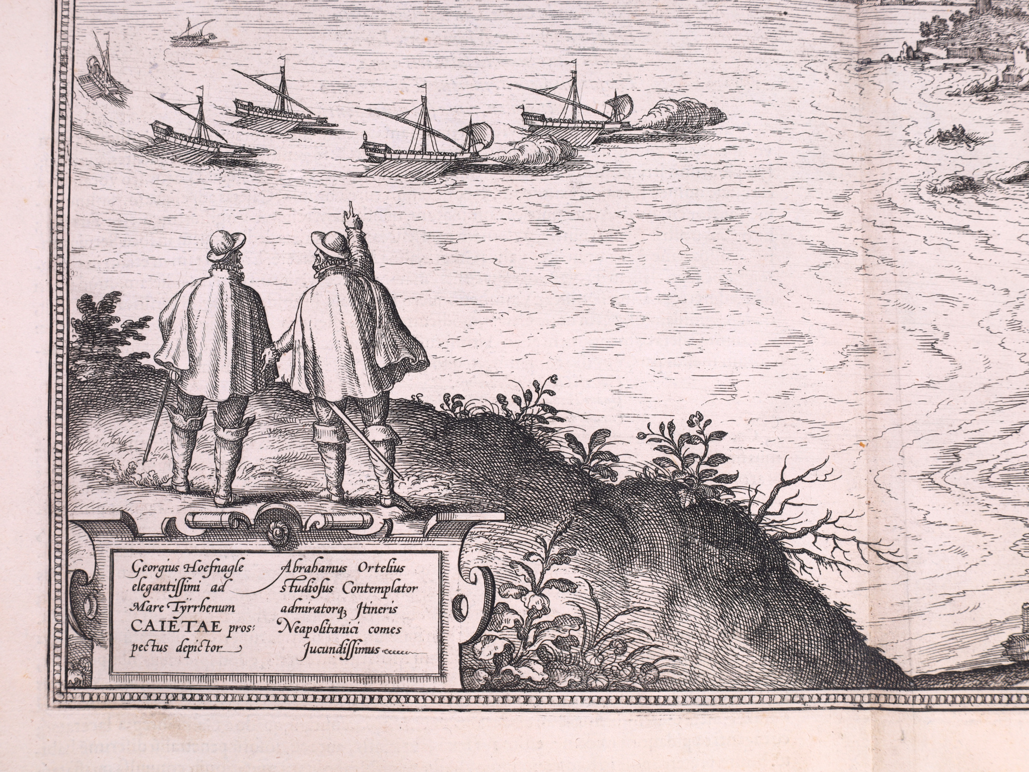 A C. 1575 VIEW OF GULF OF GAETA, MOLA, ITALY, BRAUN & HOGENBURG, CIVITATES ORBIS TERRARUM