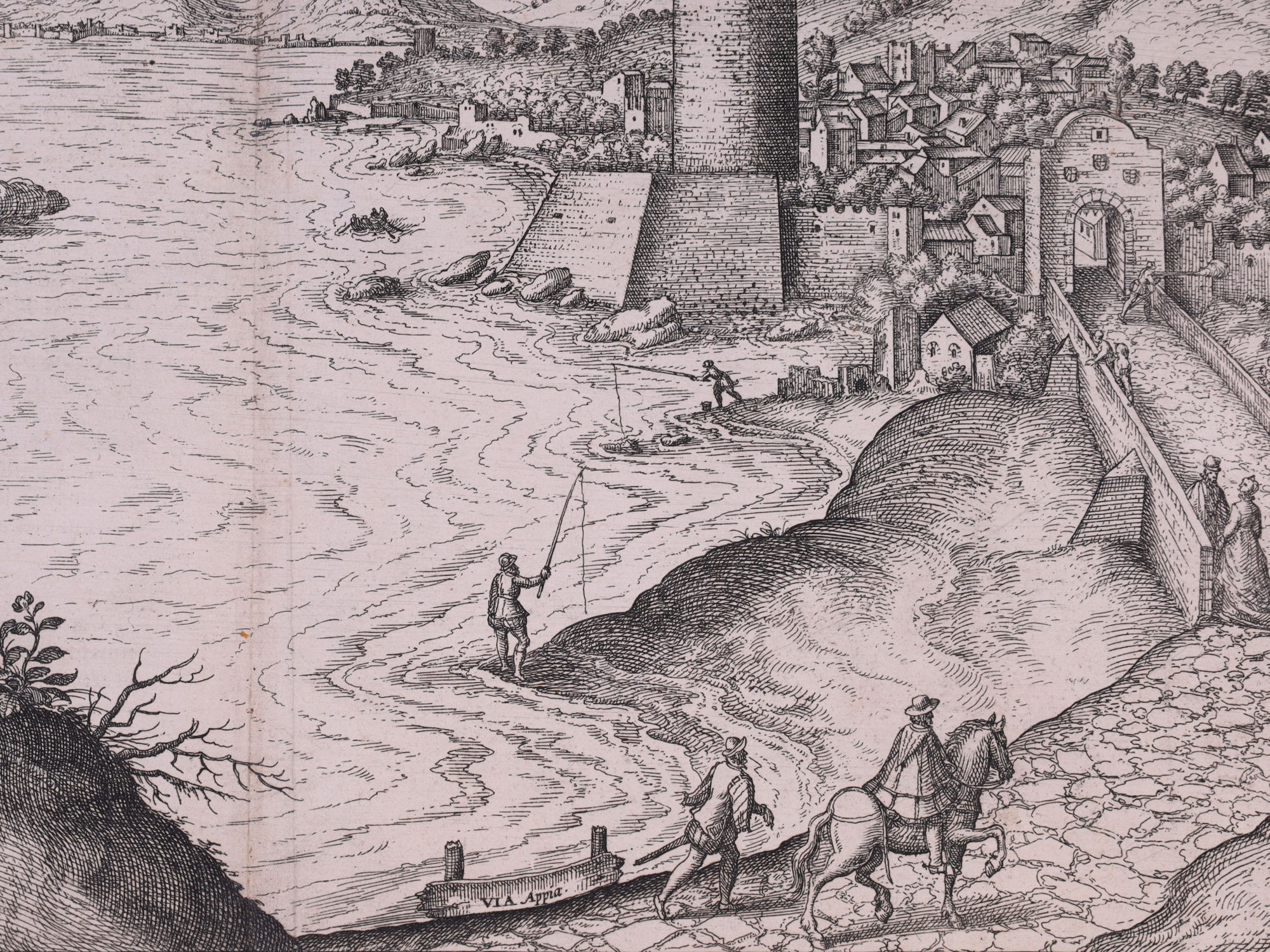 A C. 1575 VIEW OF GULF OF GAETA, MOLA, ITALY, BRAUN & HOGENBURG, CIVITATES ORBIS TERRARUM