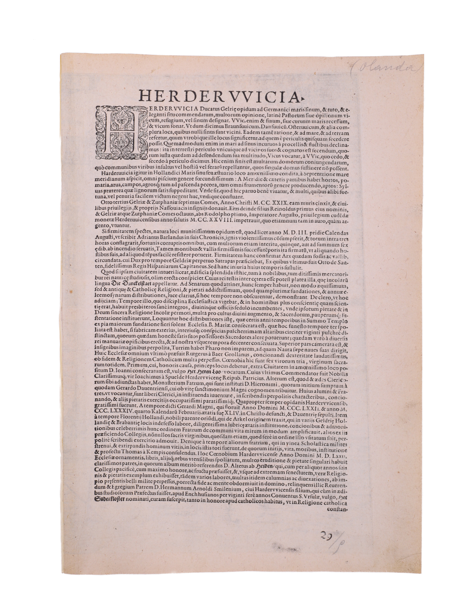 A C.1575 VIEW OF HARDERWIJK, THE NETHERLANDS, BRAUN & HOGENBURG, CIVITATES ORBIS TERRARUM