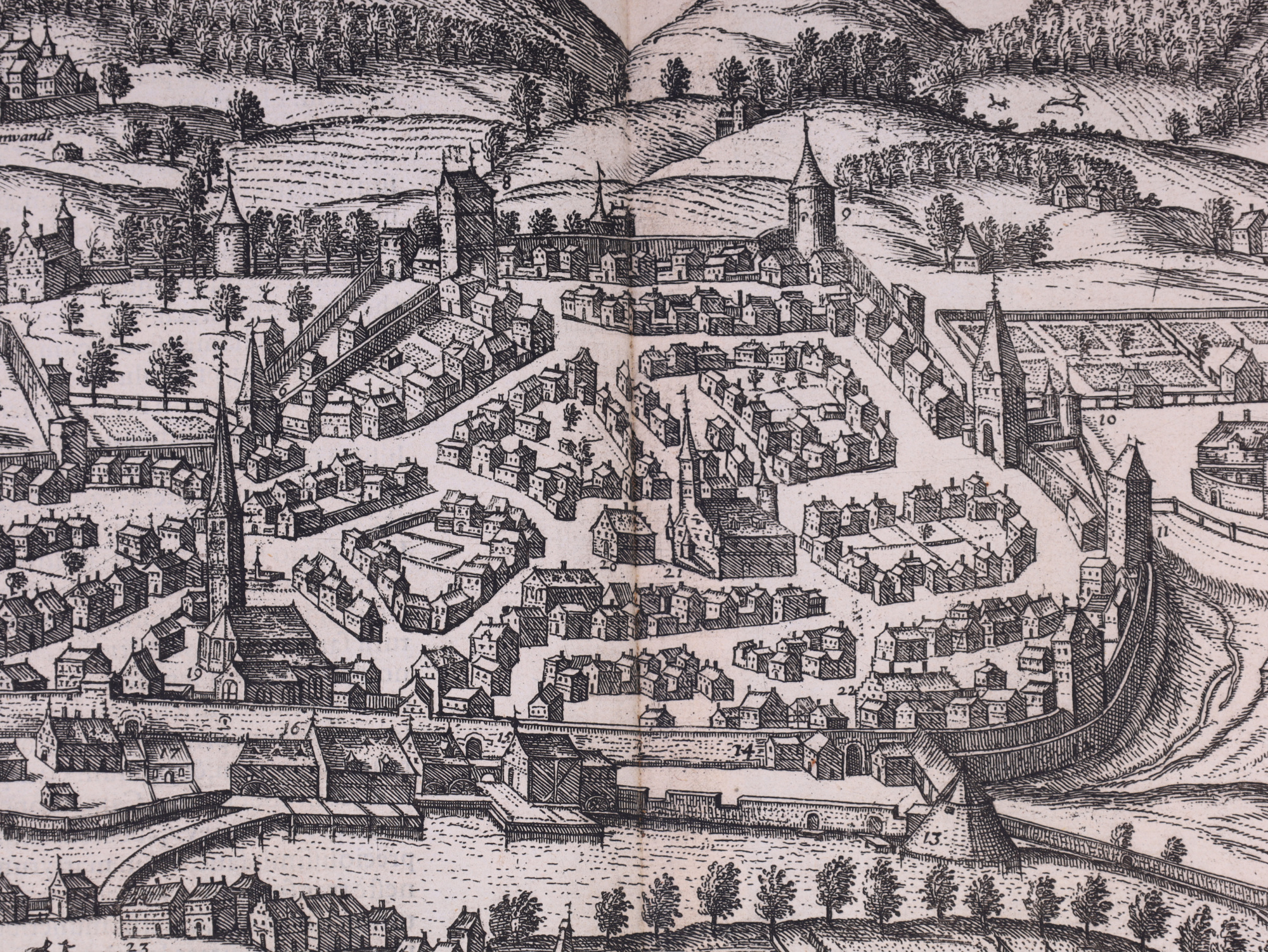 A C. 1575 VIEW OF KEMPTEN, GERMANY, BRAUN & HOGENBURG, CIVITATES ORBIS TERRARUM