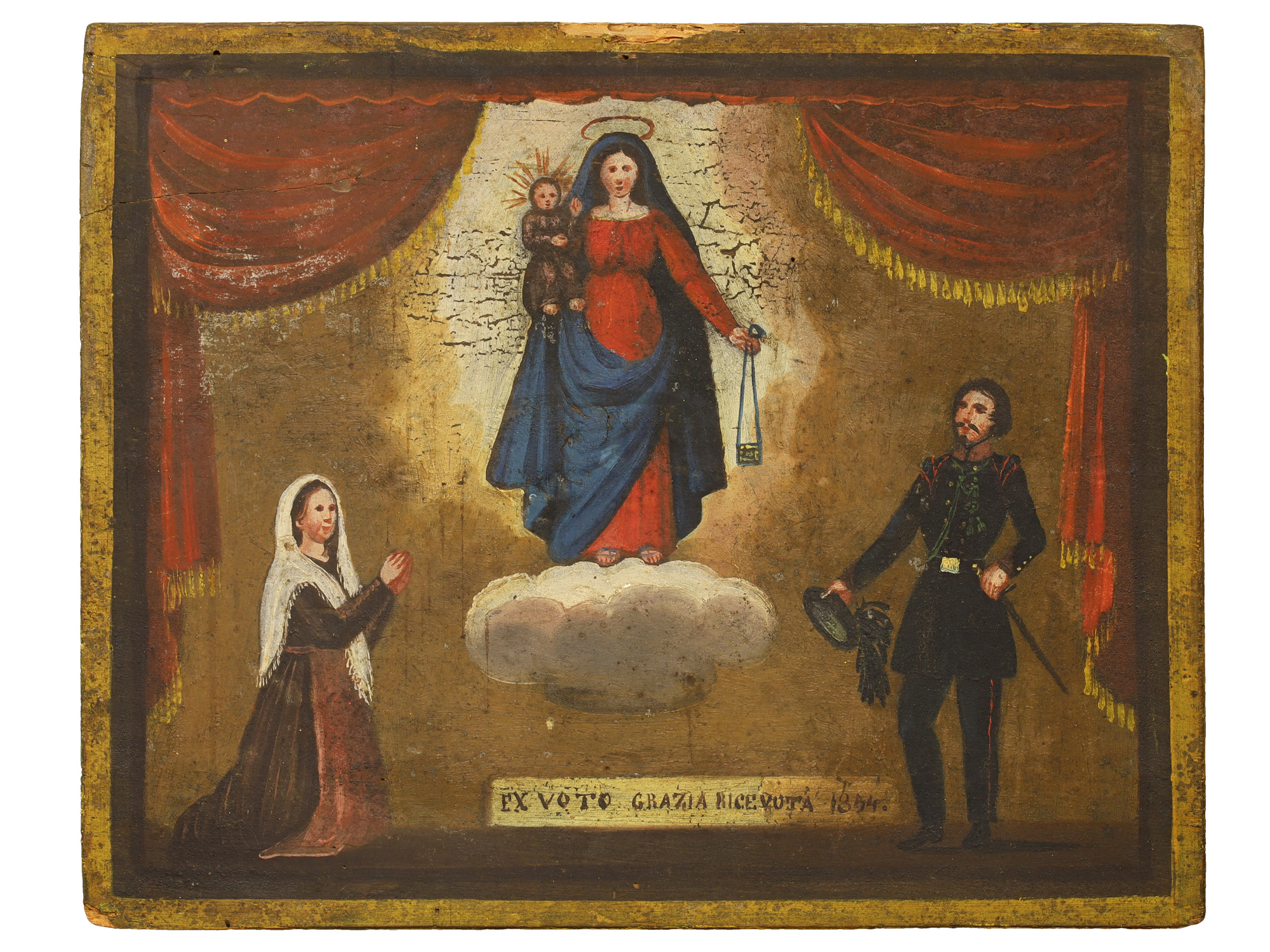 AN ITALIAN SOLDIER'S EX VOTO PAINTING, 1864, CATHOLIC