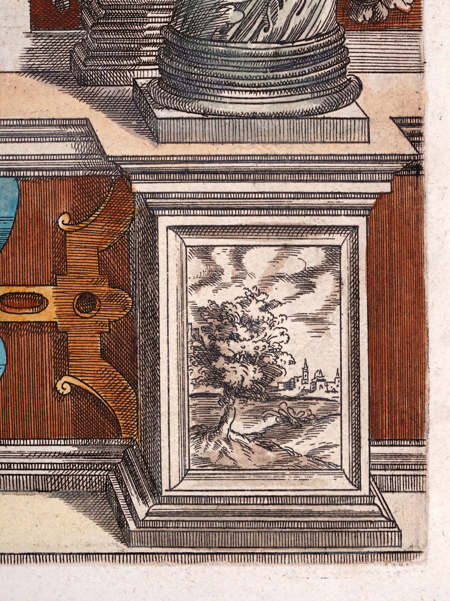 1603 HAND-COLORED ENGRAVING, ROBERTO SANSEVERINO D'ARAGONA, COUNT OF CAIAZZO, ARMAMENTARIUM HEROICUM