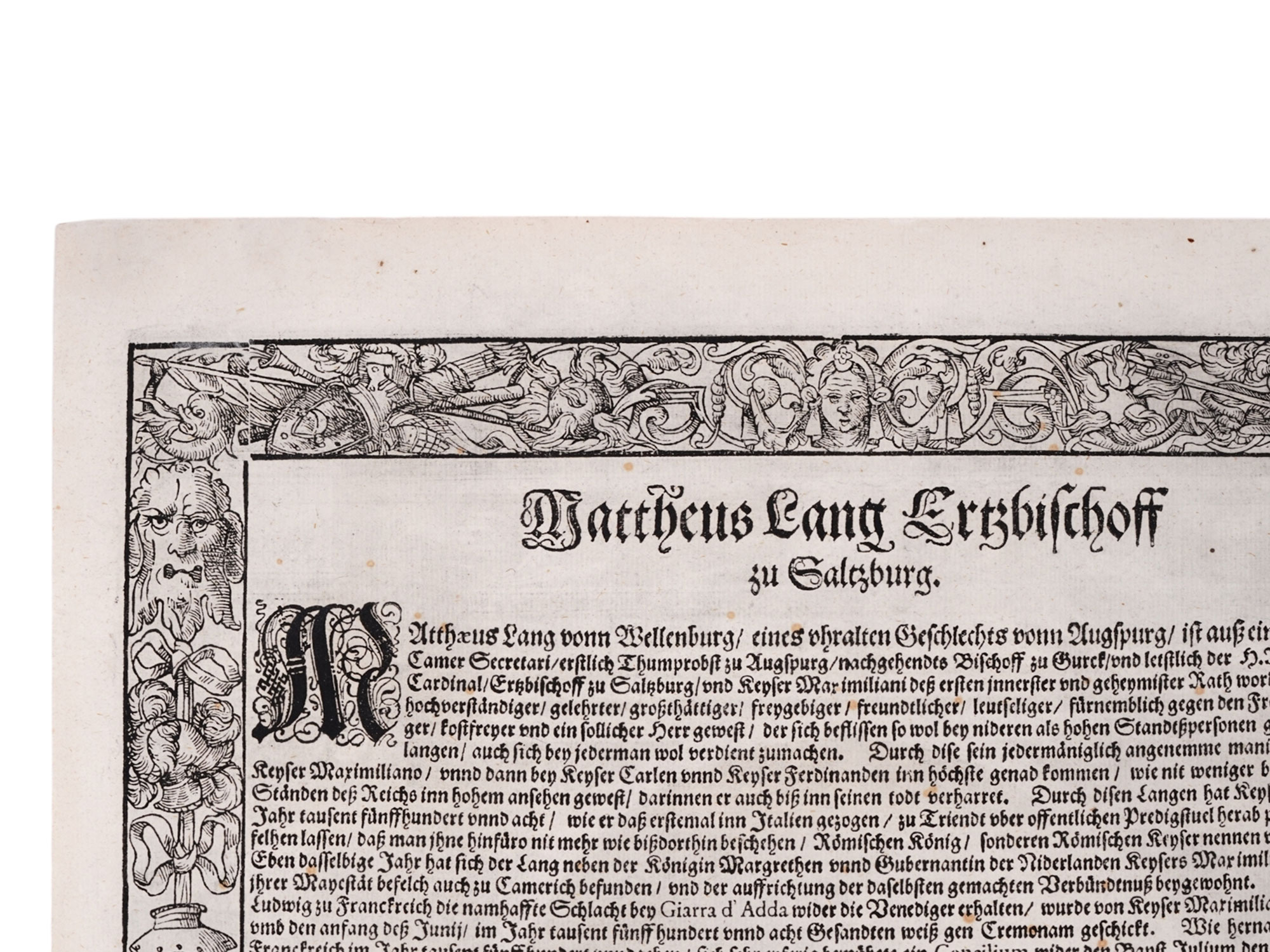 1603 HAND-COLORED ENGRAVING, MATTHÄUS LANG, PRINCE-ARCHBISHOP OF SALZBURG, ARMAMENTARIUM HEROICUM