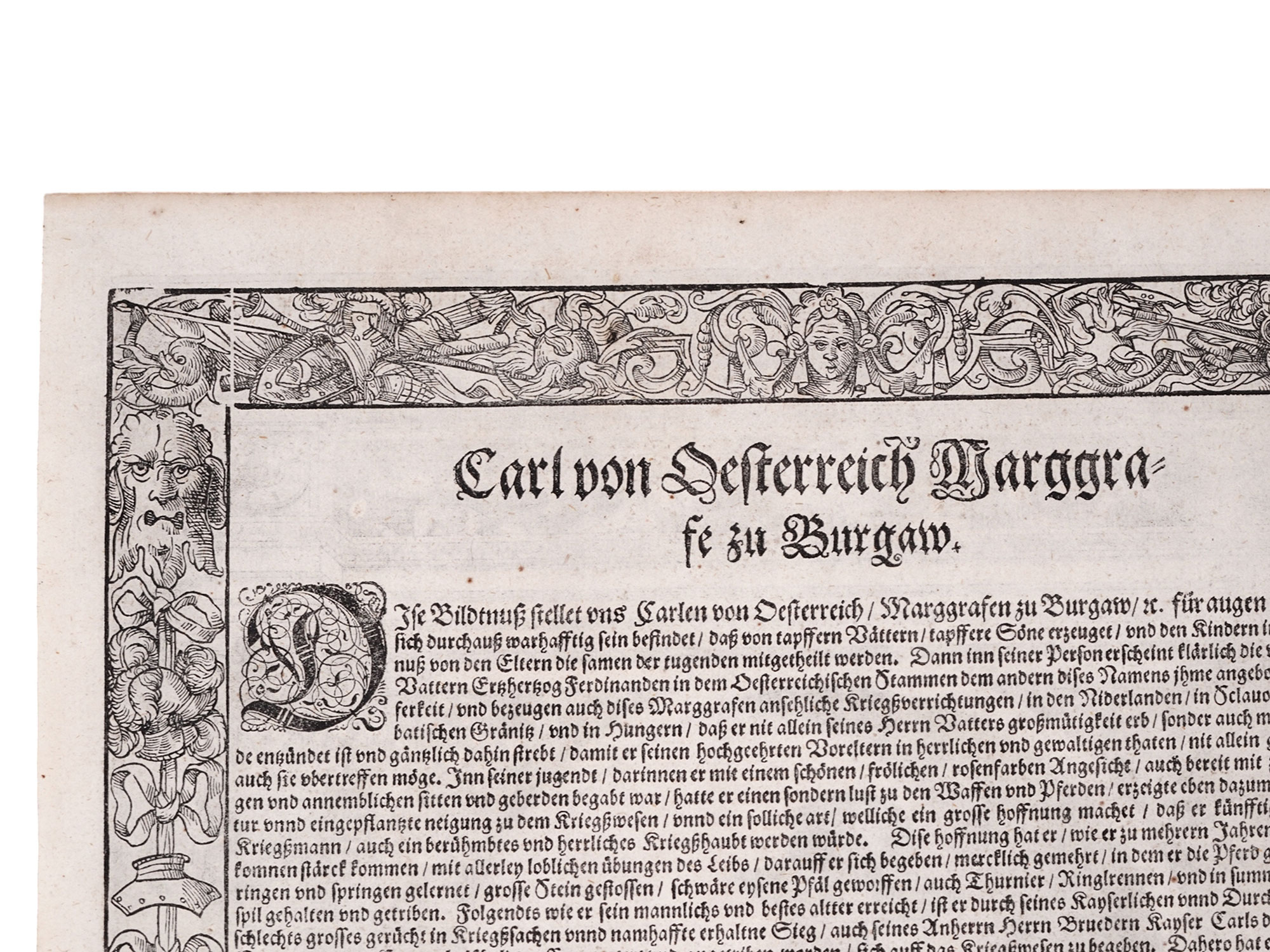 1603 HAND-COLORED ENGRAVING, CARL VON OESTERREICH, ARMAMENTARIUM HEROICUM
