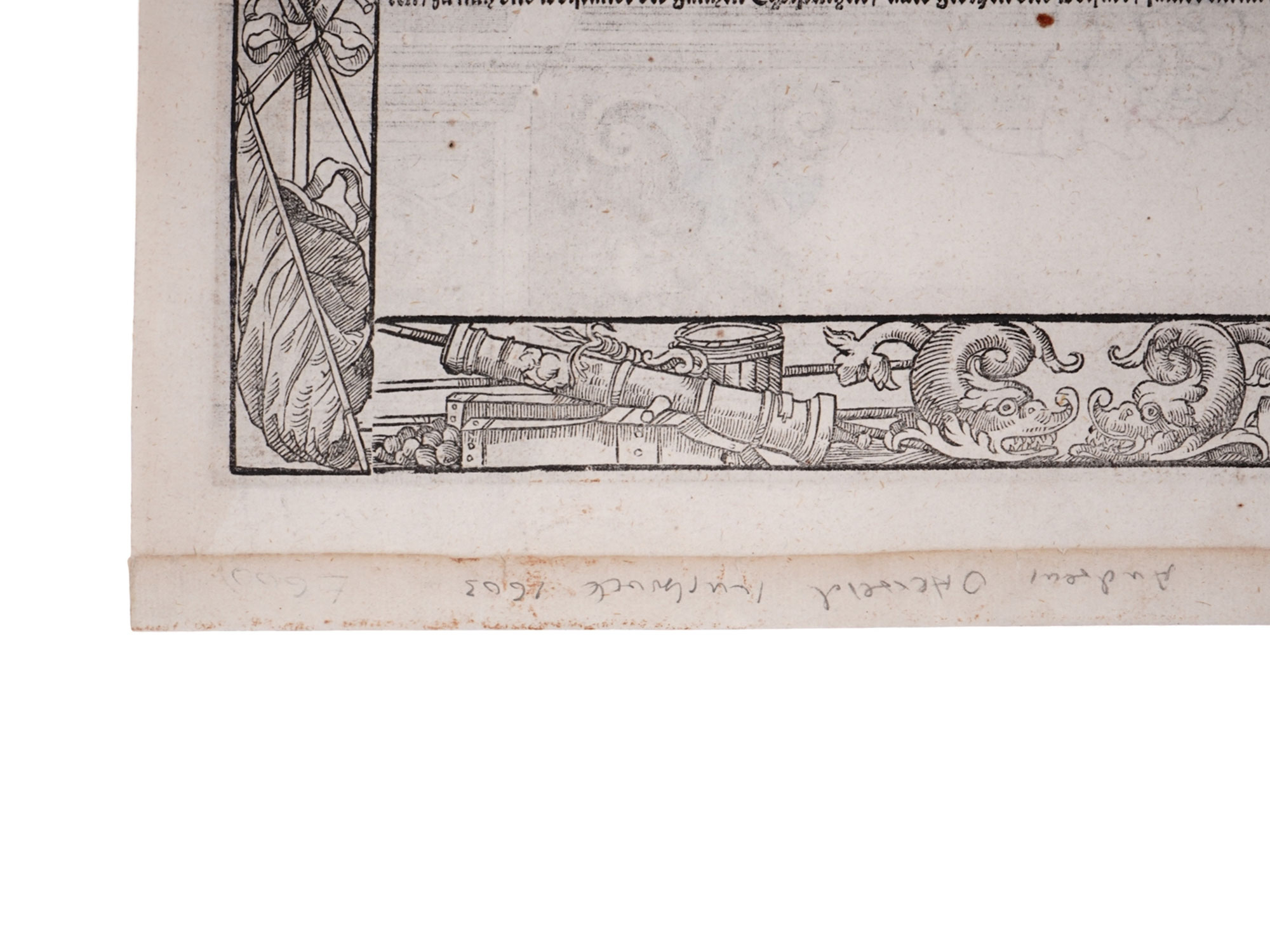 1603 HAND-COLORED ENGRAVING, CARL VON OESTERREICH, ARMAMENTARIUM HEROICUM