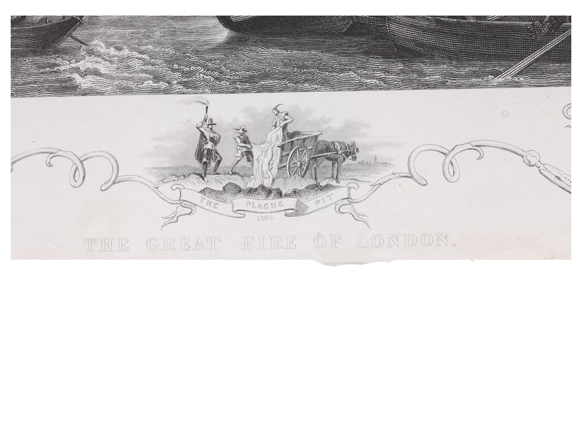 A LOT OF 3 BRITISH HISTORICAL LITHOGRAPHS, DEFEAT OF THE SPANISH ARMADA, GREAT FIRE OF LONDON, THE GREAT HARRY COMPARED TO THE ROYAL ALBERT,