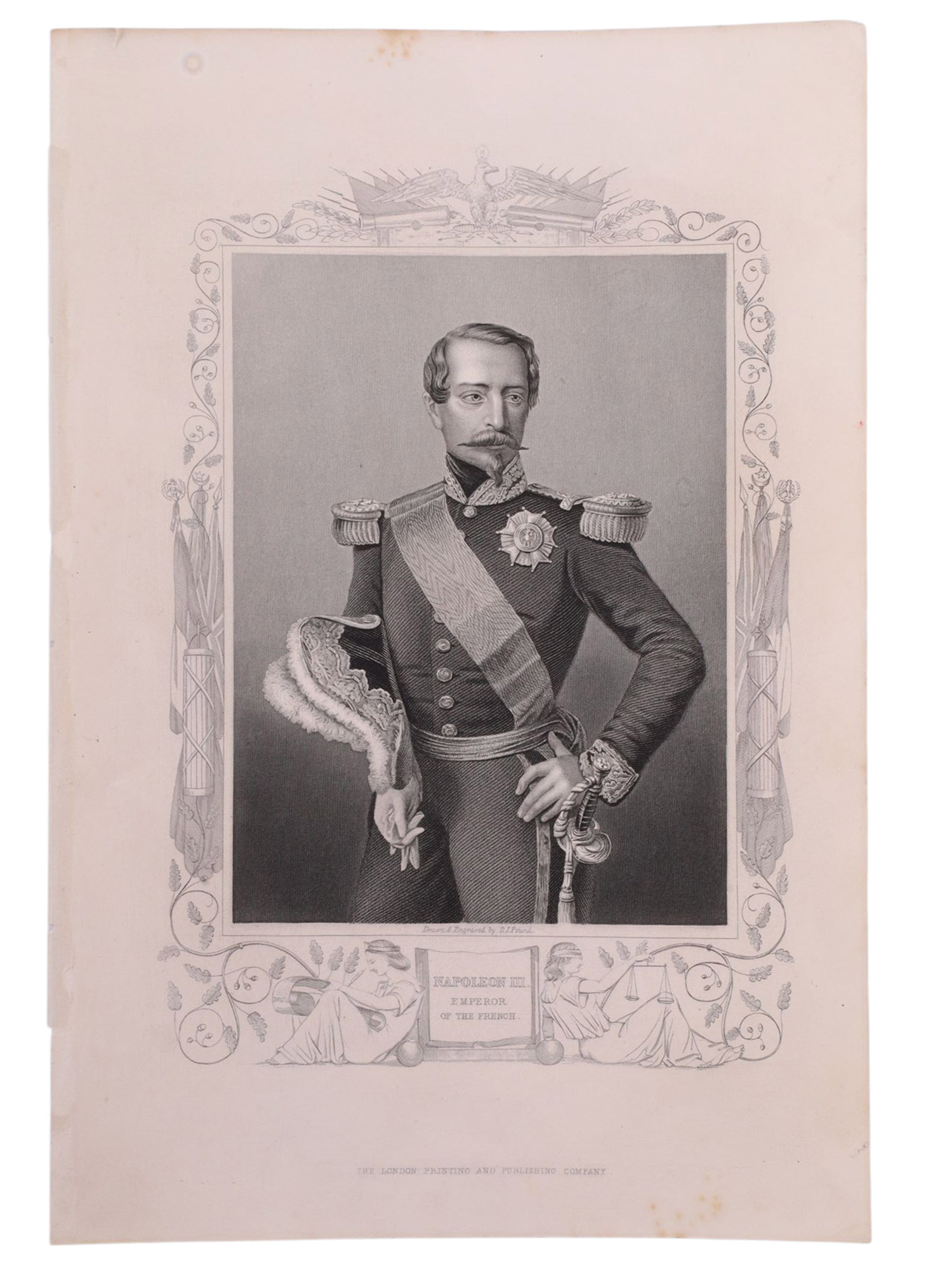 A LOT OF 4 LITHOGRAPH PORTRAITS, VICTOR EMMANUEL II KING OF ITALY, NAPOLEON III EMPEROR OF FRANCE, PRIME MINISTERS LORD JOHN RUSSELL AND VIS