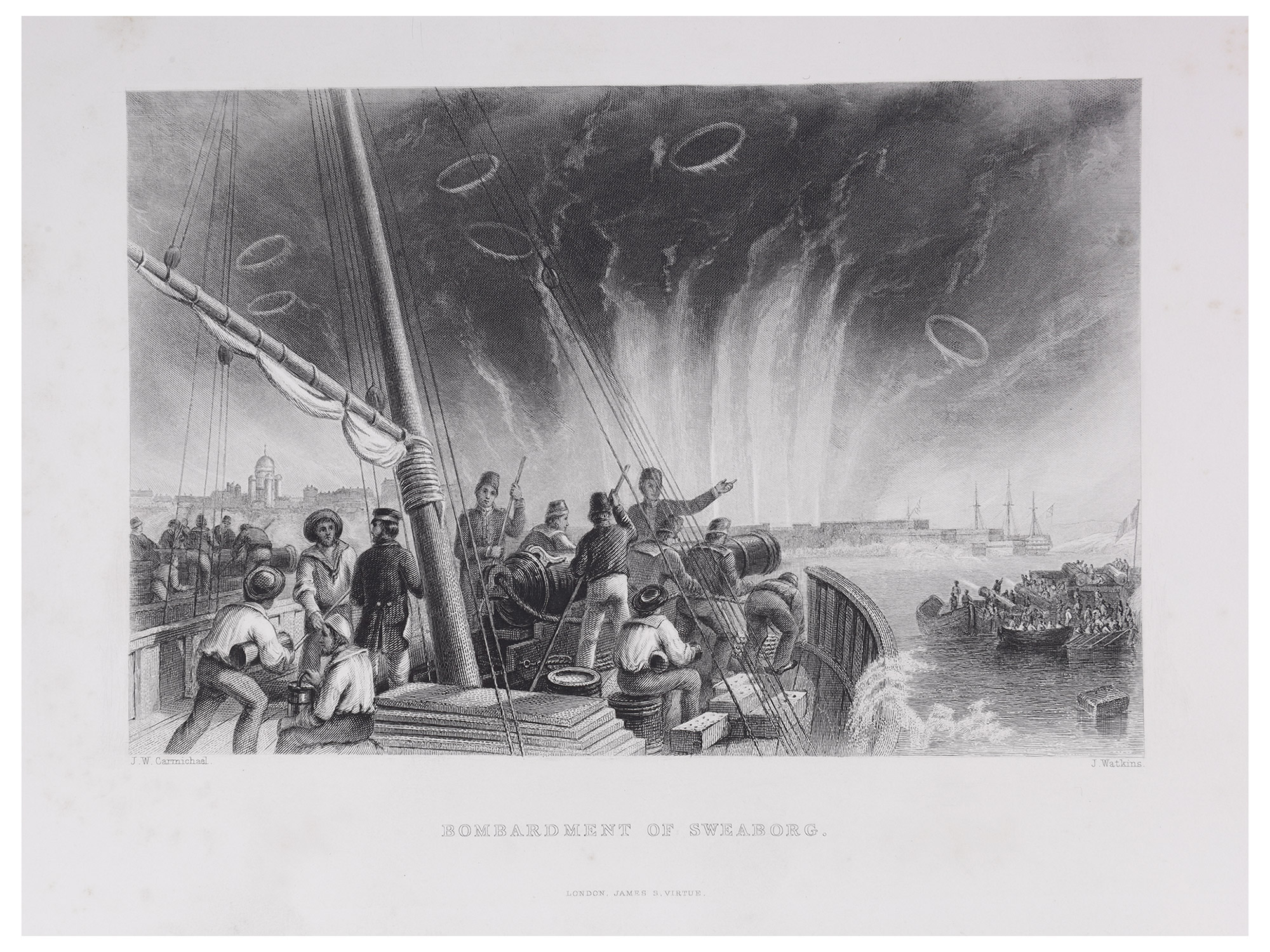 A LOT OF 5 BRITISH NAVAL BATTLE LITHOGRAPHS, LA HOGUE, OPIUM WAR, CAPTURE OF THE CHEVRETTE, 19TH CENTURY