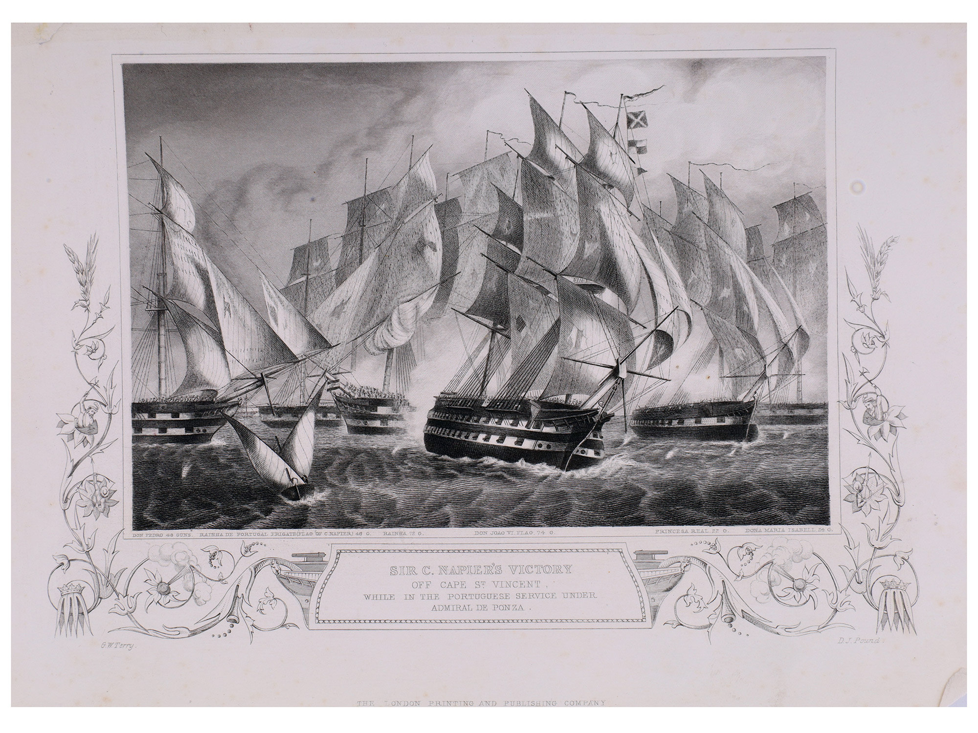 A LOT OF 5 BRITISH NAVAL BATTLE LITHOGRAPHS, ADMIRAL SIR CHARLES NAPIER, ADMIRAL VISCOUNT DUNCAN, 19TH CENTURY