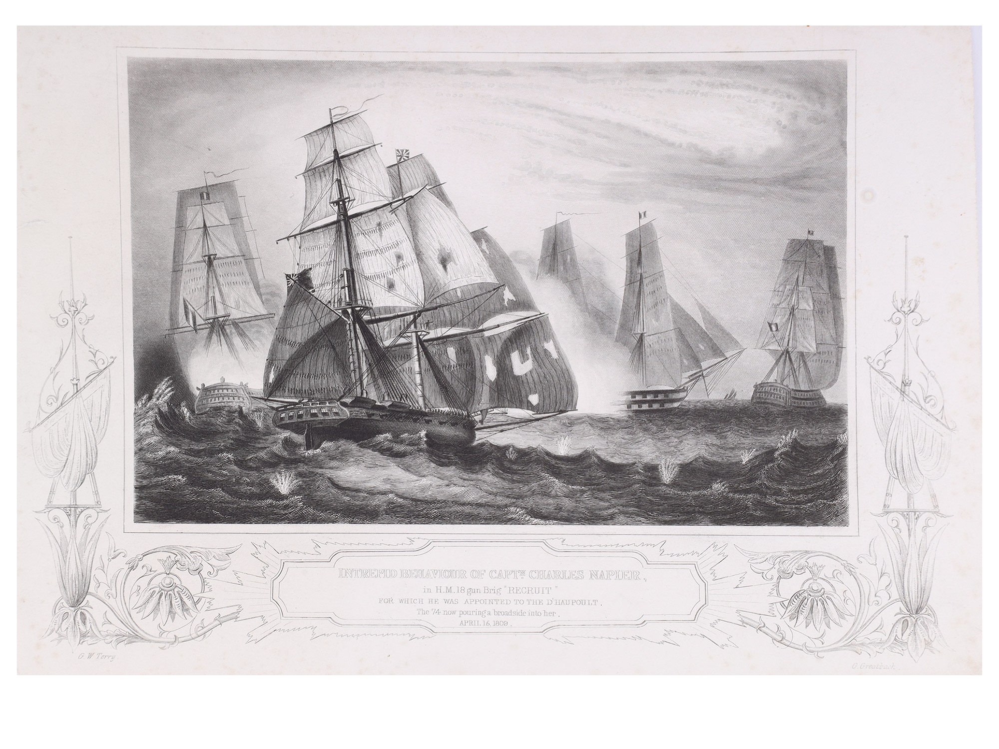 A LOT OF 5 BRITISH NAVAL BATTLE LITHOGRAPHS, ADMIRAL SIR CHARLES NAPIER, ADMIRAL VISCOUNT DUNCAN, 19TH CENTURY