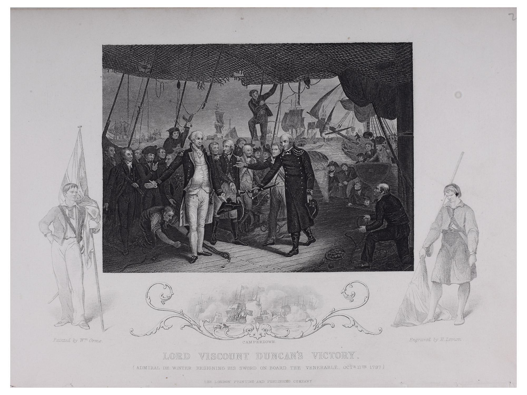 A LOT OF 5 BRITISH NAVAL BATTLE LITHOGRAPHS, ADMIRAL SIR CHARLES NAPIER, ADMIRAL VISCOUNT DUNCAN, 19TH CENTURY