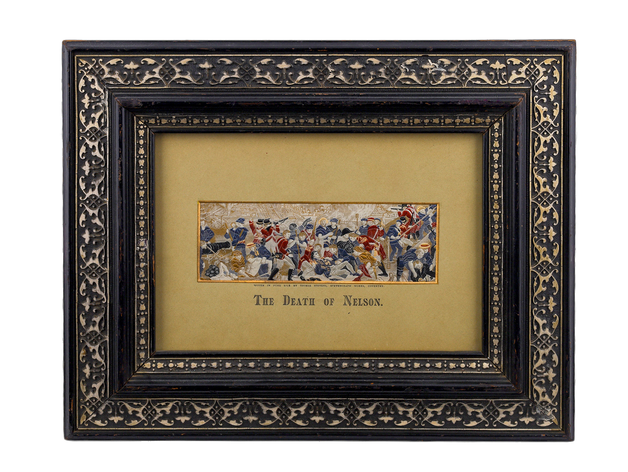 A VICTORIAN SILK STEVENGRAPH 'THE DEATH OF NELSON', C. 1879
