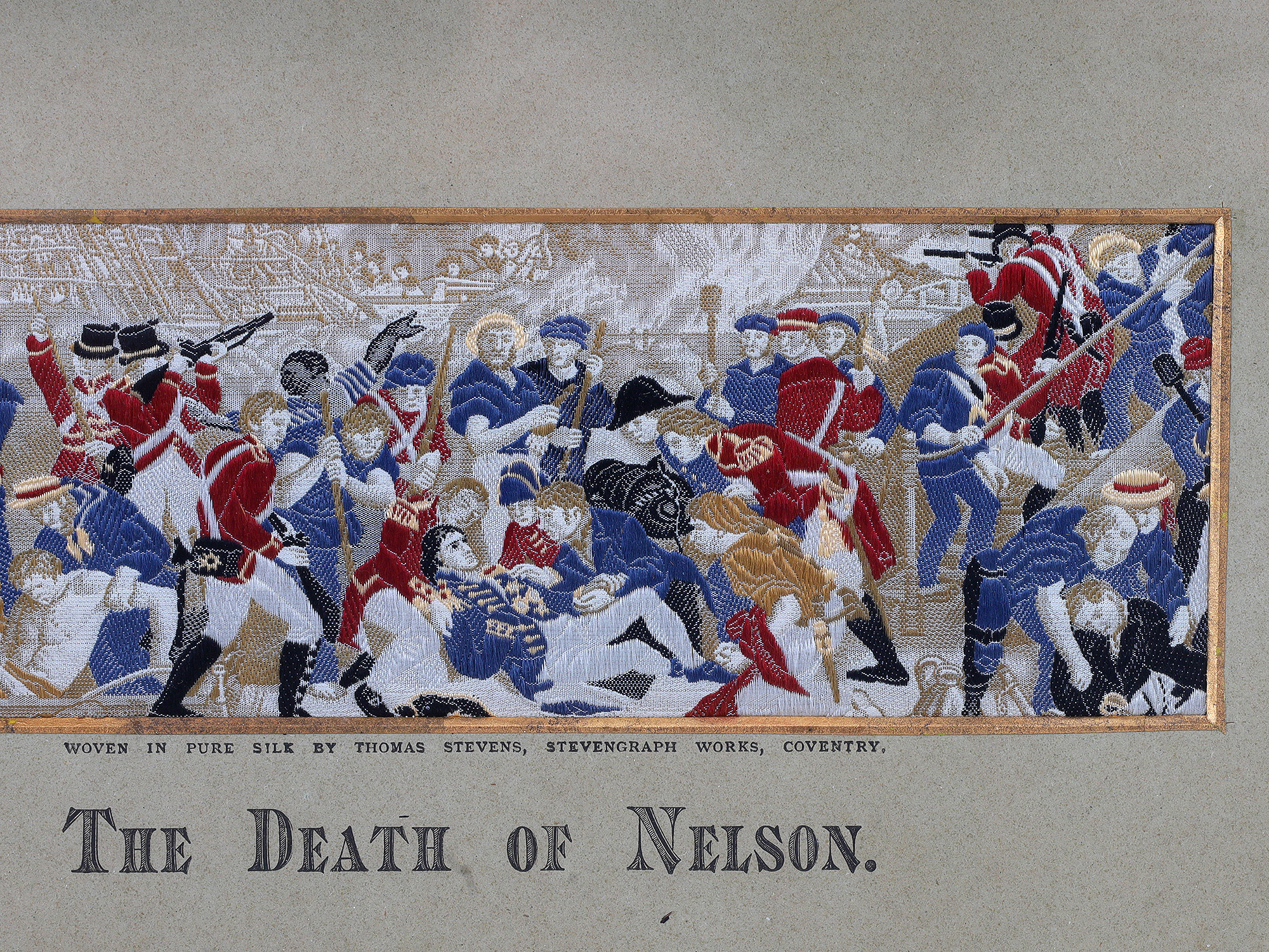 A VICTORIAN SILK STEVENGRAPH 'THE DEATH OF NELSON', C. 1879