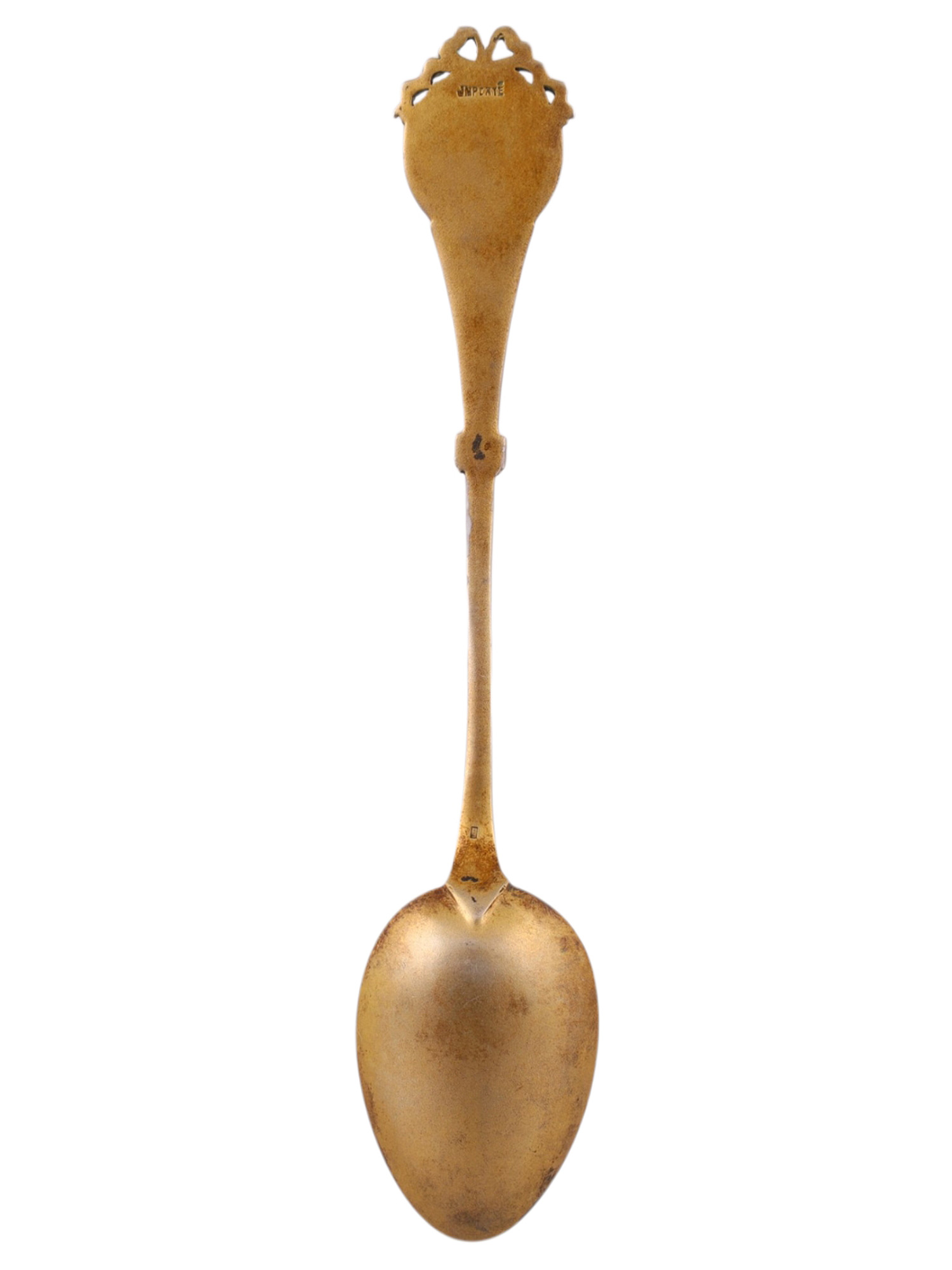 AN ENAMEL PAINTED SILVER SPOON OF NAPOLEON, 19TH CENTURY