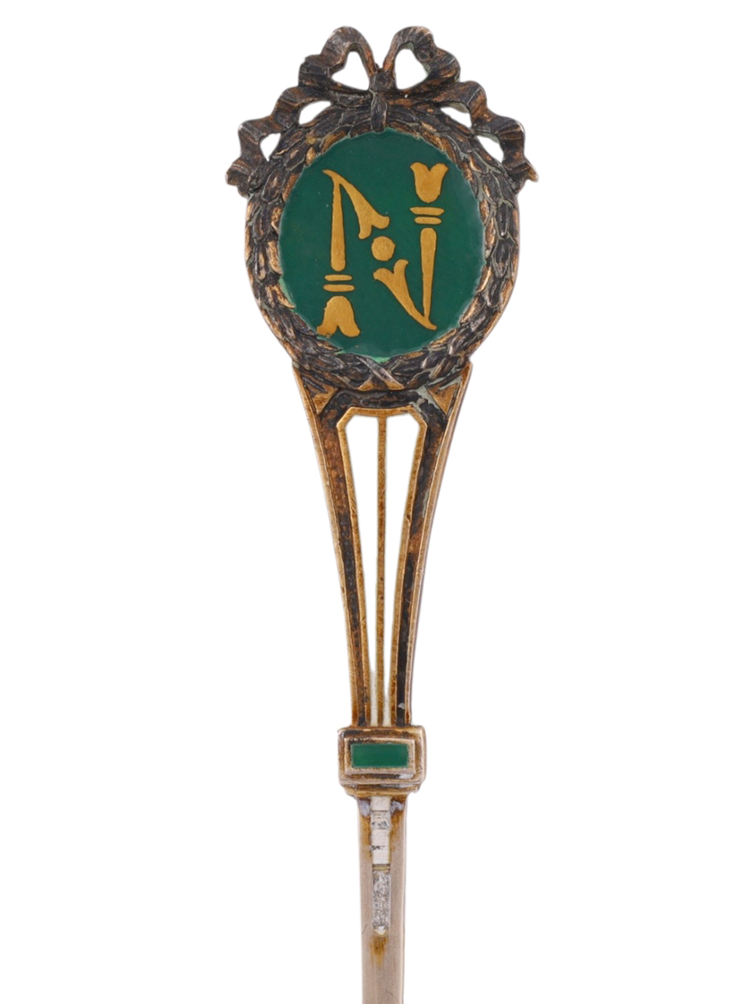 AN ENAMEL PAINTED SILVER SPOON OF NAPOLEON, 19TH CENTURY