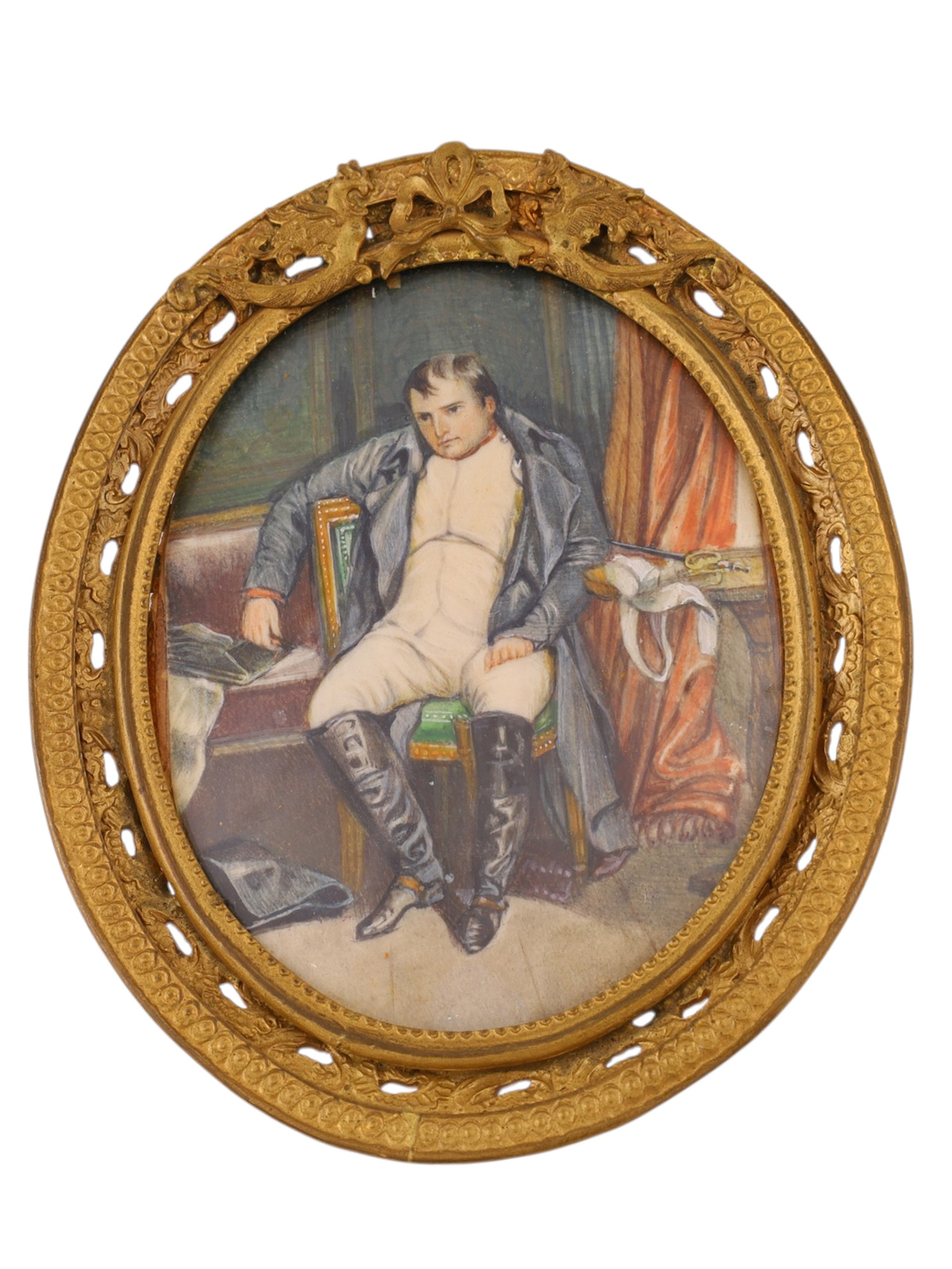 A HAND-PAINTED MINIATURE OF NAPOLEON AFTER DELAROCHE, 19TH CENTURY