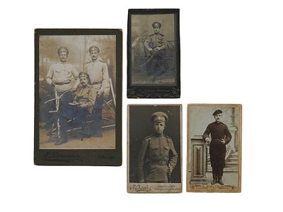 A LOT OF FOUR RUSSIAN IMPERIAL ARMY PHOTOGRAPHS. Including three with individual soldiers in 