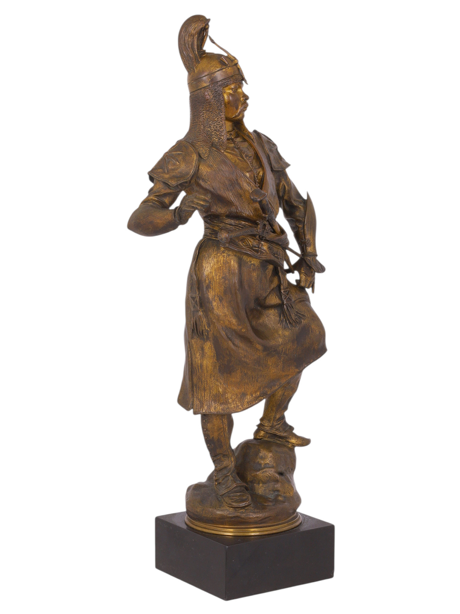 A BRONZE FIGURE OF A TATAR WARRIOR AFTER ANTOINE LOUIS BARYE, FRENCH, LATE 19TH CENTURY