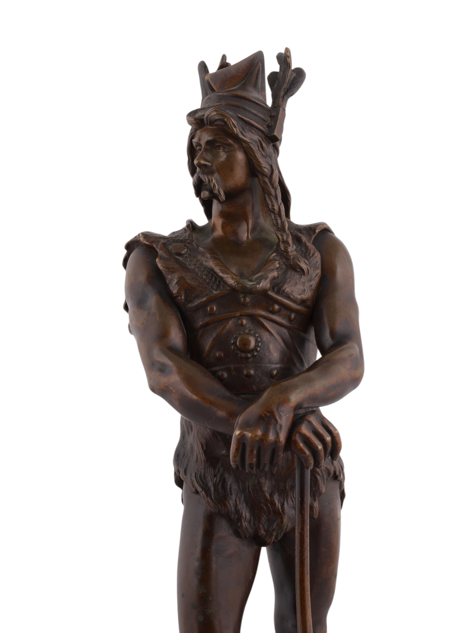 A DIDIER DEBUT (1824-1893), BRONZE FIGURE OF A FRANKISH WARRIOR, COMMEMORATING THE CONCOURS INTERNATIONAL DE TIR, LYON, 1894