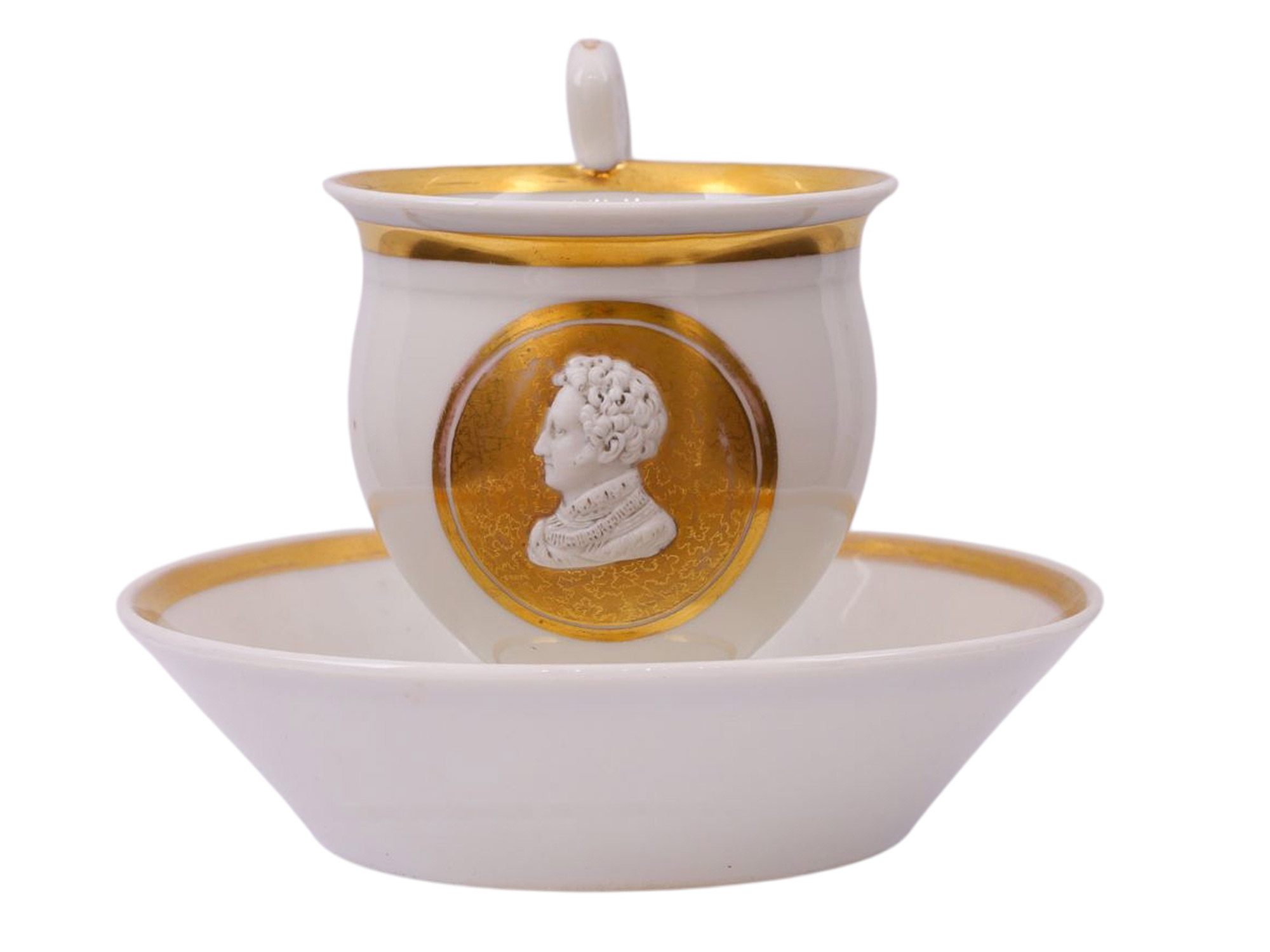 A THURINGIAN GOTHA PORCELAIN CUP AND SAUCER, DUKE ERNST I OF SAXE-COBURG AND GOTHA, 19TH CENTURY