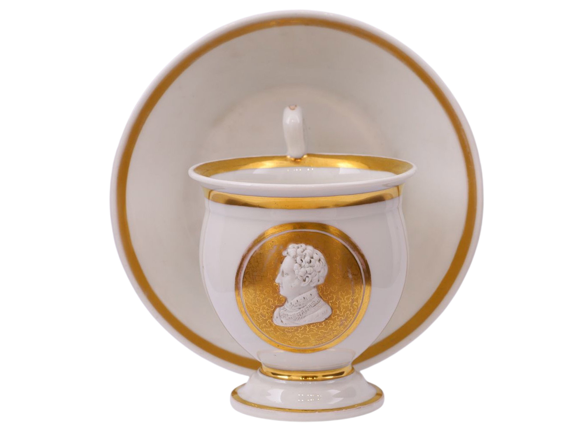 A THURINGIAN GOTHA PORCELAIN CUP AND SAUCER, DUKE ERNST I OF SAXE-COBURG AND GOTHA, 19TH CENTURY