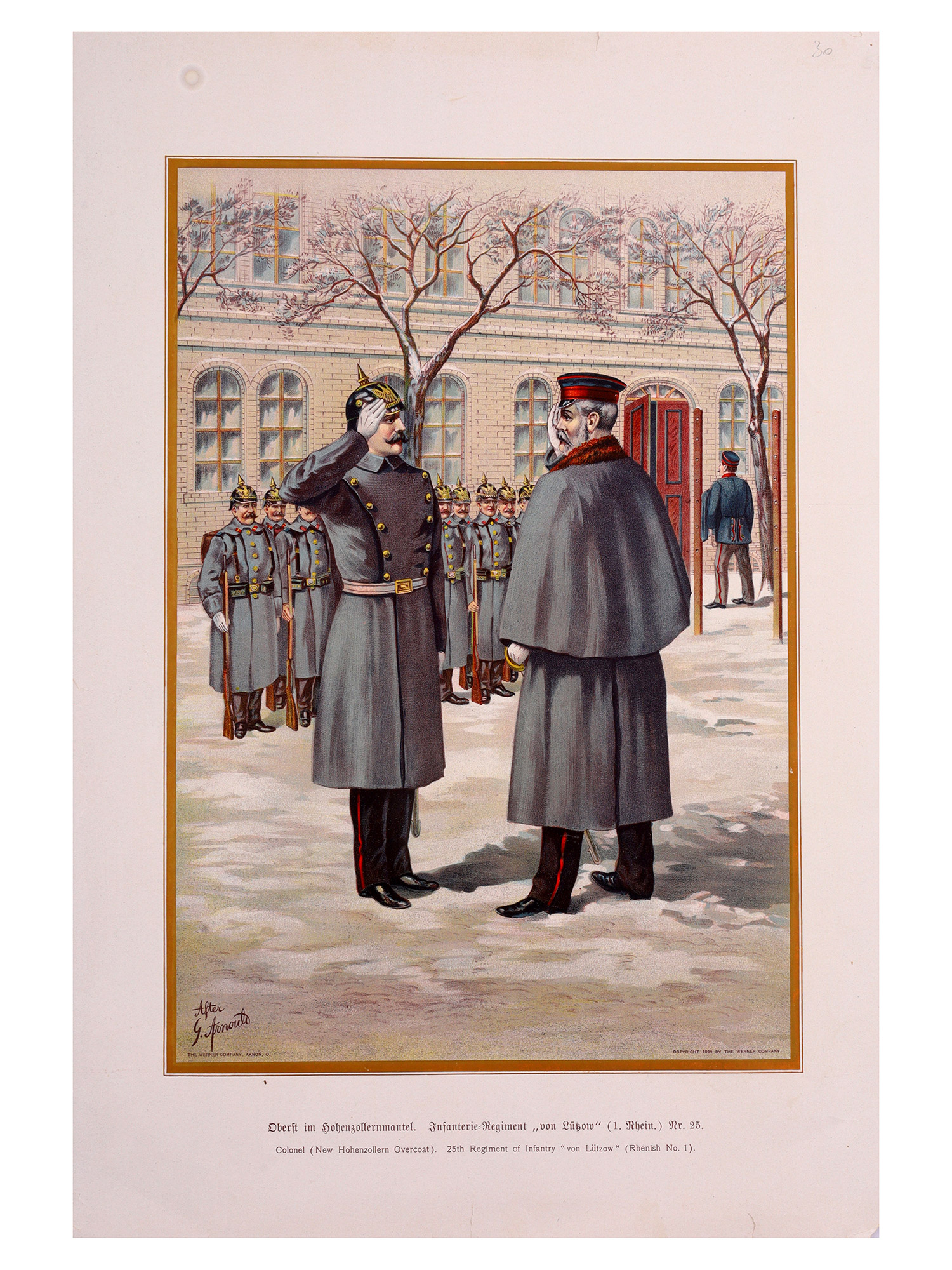 A LOT OF 3 GERMAN EMPIRE CHROMOLITHOGRAPHS, FOOT REGIMENTS, WERNER COMPANY, 1899