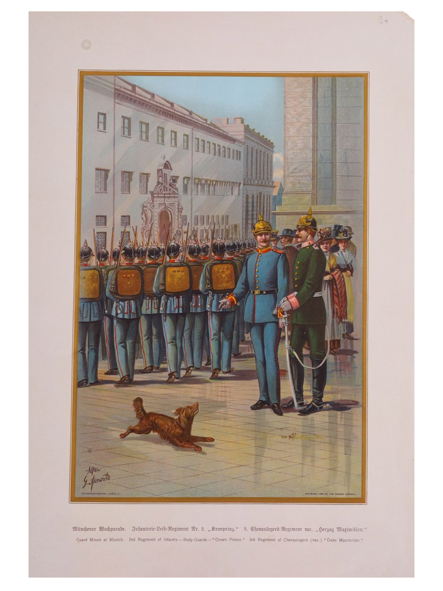 A LOT OF 3 GERMAN EMPIRE CHROMOLITHOGRAPHS, FOOT REGIMENTS, WERNER COMPANY, 1899