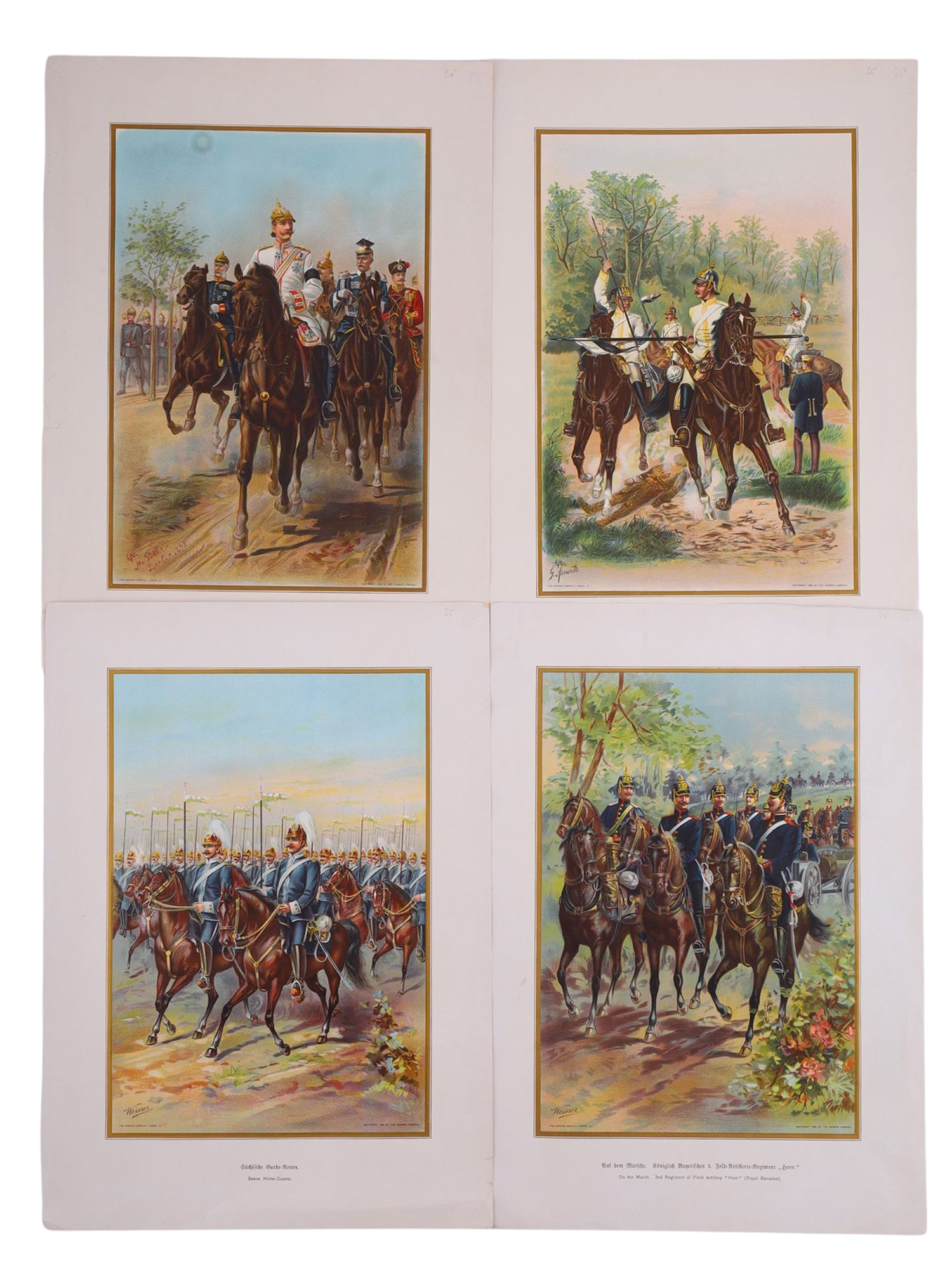 A LOT OF 4 GERMAN EMPIRE CHROMOLITHOGRAPHS, KAISER WILHELM II, WERNER COMPANY, 1899