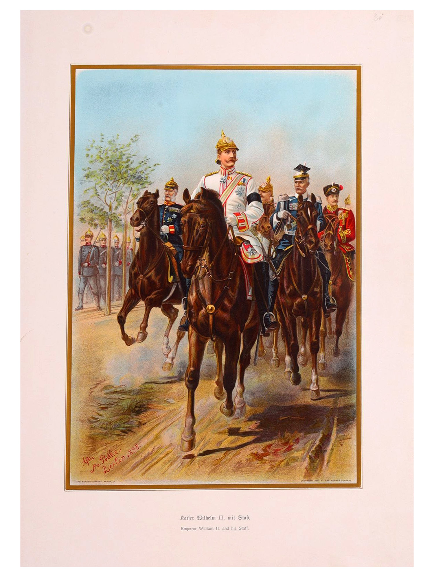 A LOT OF 4 GERMAN EMPIRE CHROMOLITHOGRAPHS, KAISER WILHELM II, WERNER COMPANY, 1899