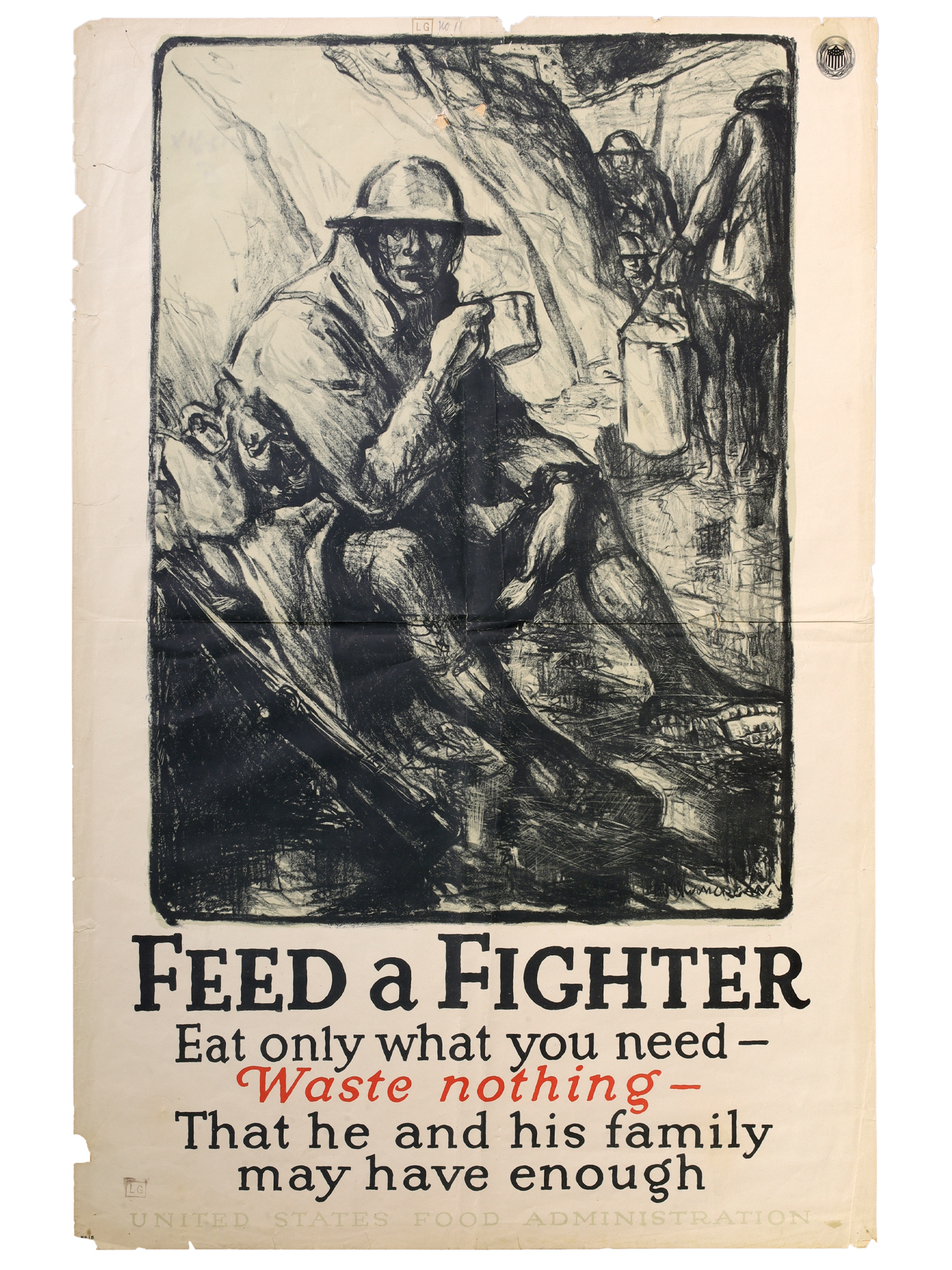 A WW1 AMERICAN PROPAGANDA POSTER, 'FEED A FIGHTER', 1918
