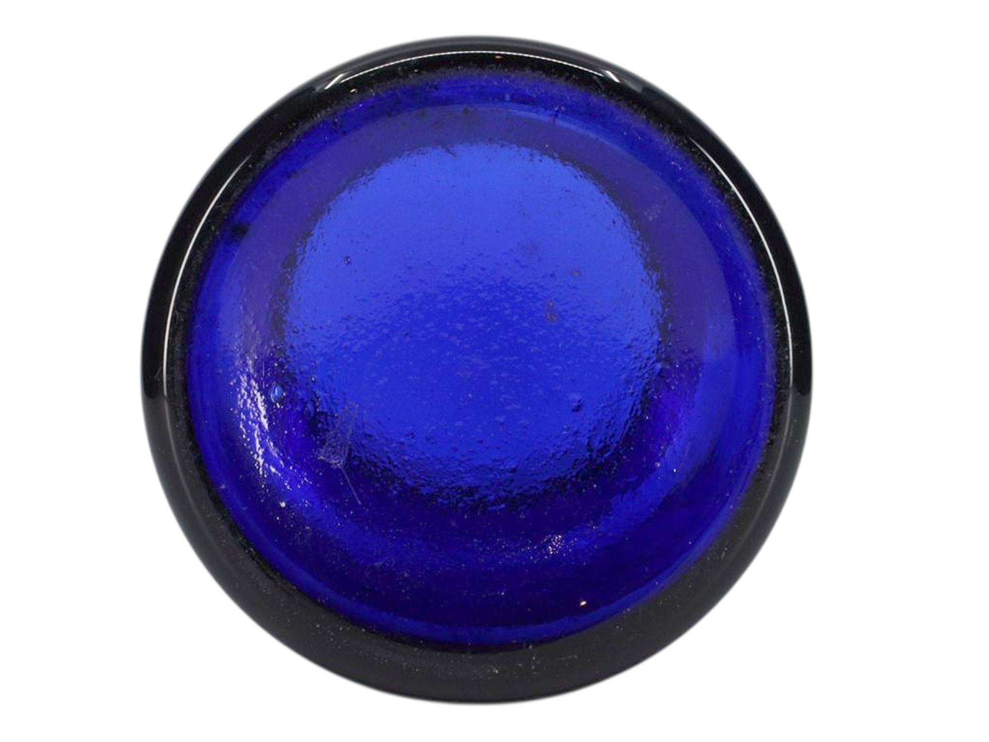 A QAJAR ENAMELED AND GILT COBALT-BLUE GLASS HOOKAH BASE (QALYAN) DEPICTING SHAHANSHAH NASER AL-DIN SHAH, IRAN, LATE 19TH CENTURY