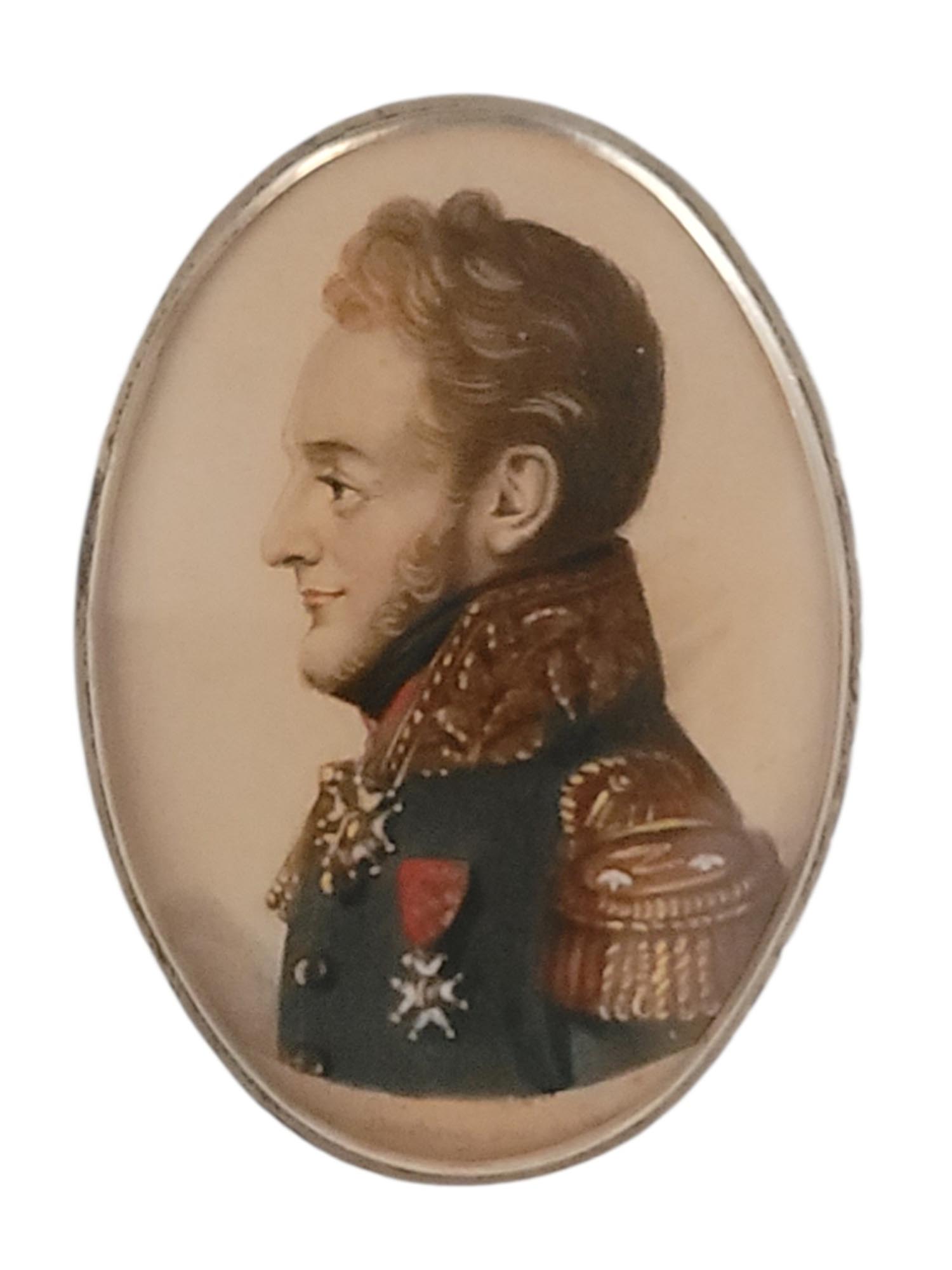 A FRENCH PORTRAIT ETCHING OF A GENERAL, AFTER ÉTIENNE BOUCHARDY, 19TH CENTURY IN A RUSSIAN FRAME
