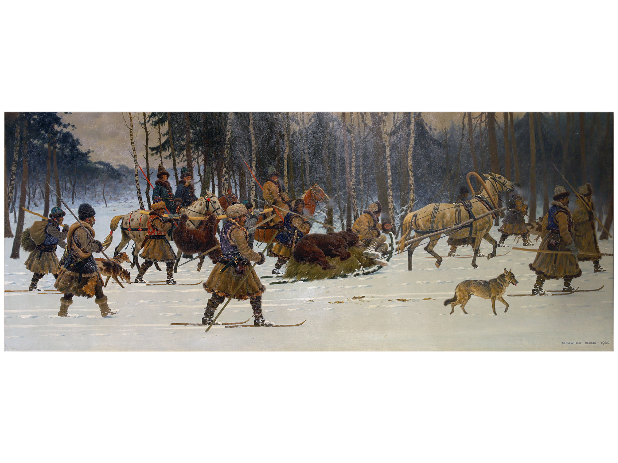 A HUGO UNGEWITTER (GERMAN, 1869–C.1944) "RUSSIAN WINTER HUNTING EXPEDITION", BERLIN, 1930
