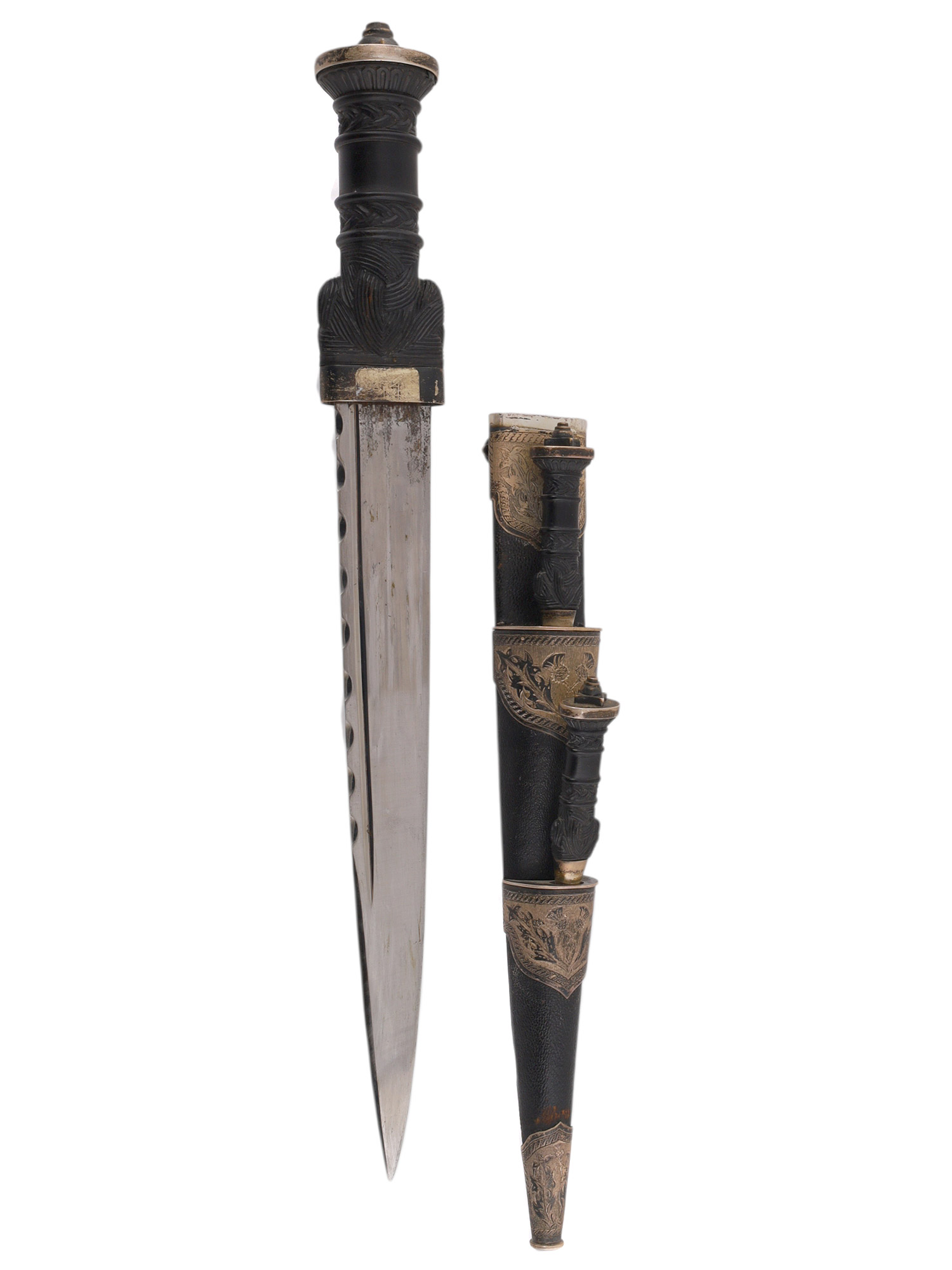 AN IMPORTANT SCOTTISH HIGHLAND DRESS DIRK WITH COMPANION KNIFE AND FORK BY WILSON & SHARP, EDINBURGH