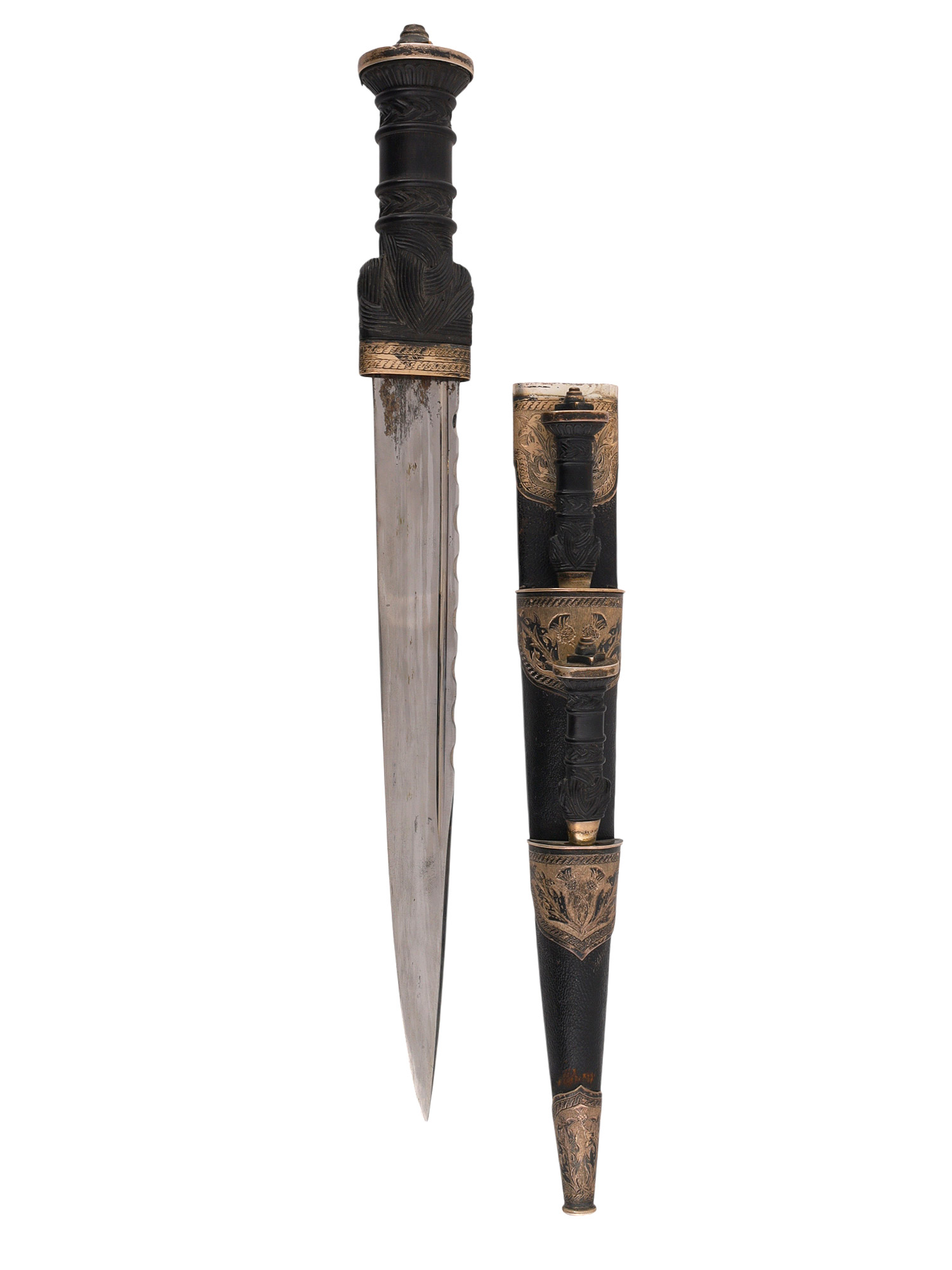 AN IMPORTANT SCOTTISH HIGHLAND DRESS DIRK WITH COMPANION KNIFE AND FORK BY WILSON & SHARP, EDINBURGH