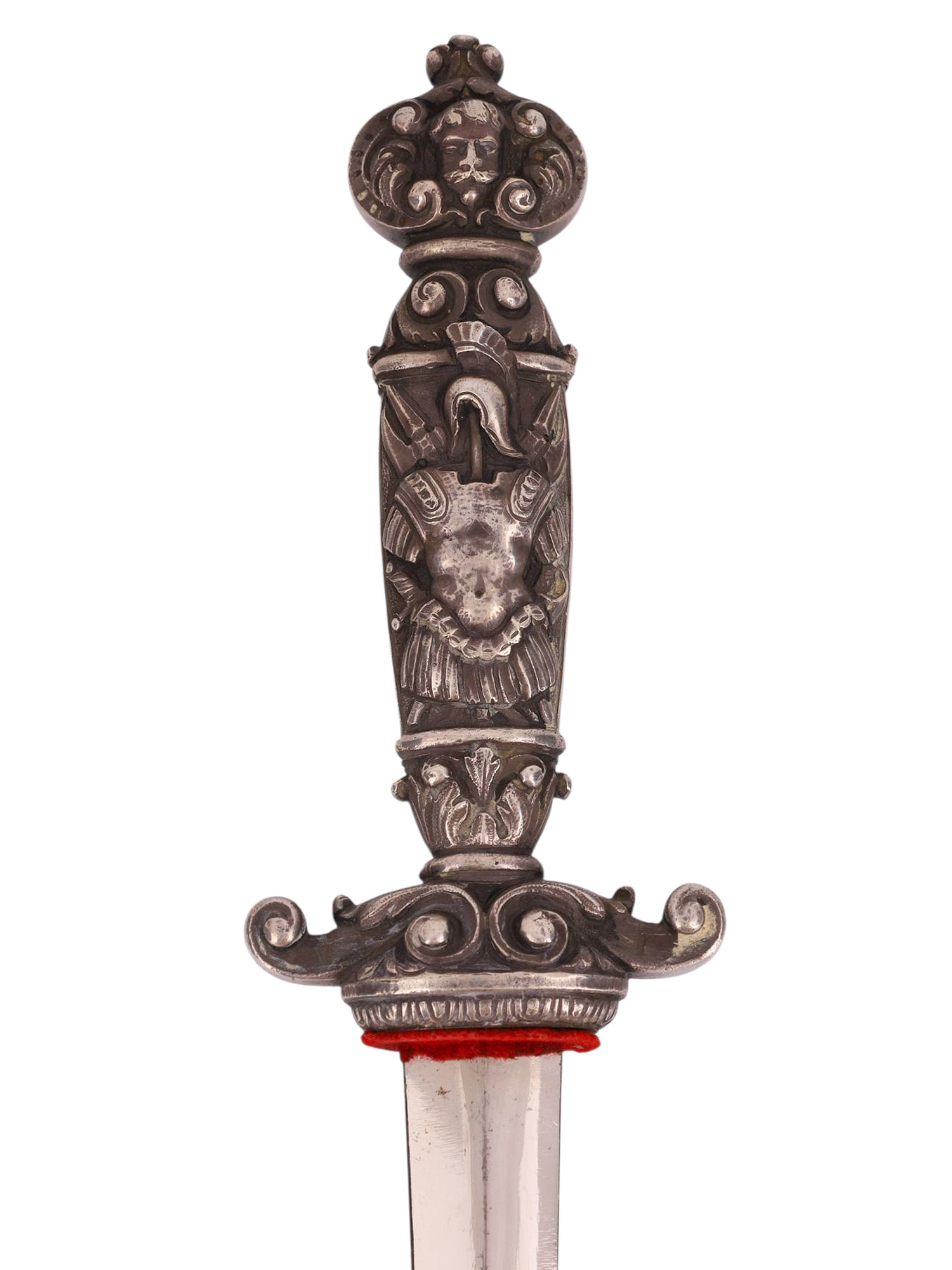 A EUROPEAN ROMANTIC DAGGER WITH SCULPTURAL HILT AND SHEATH, 19TH CEN.