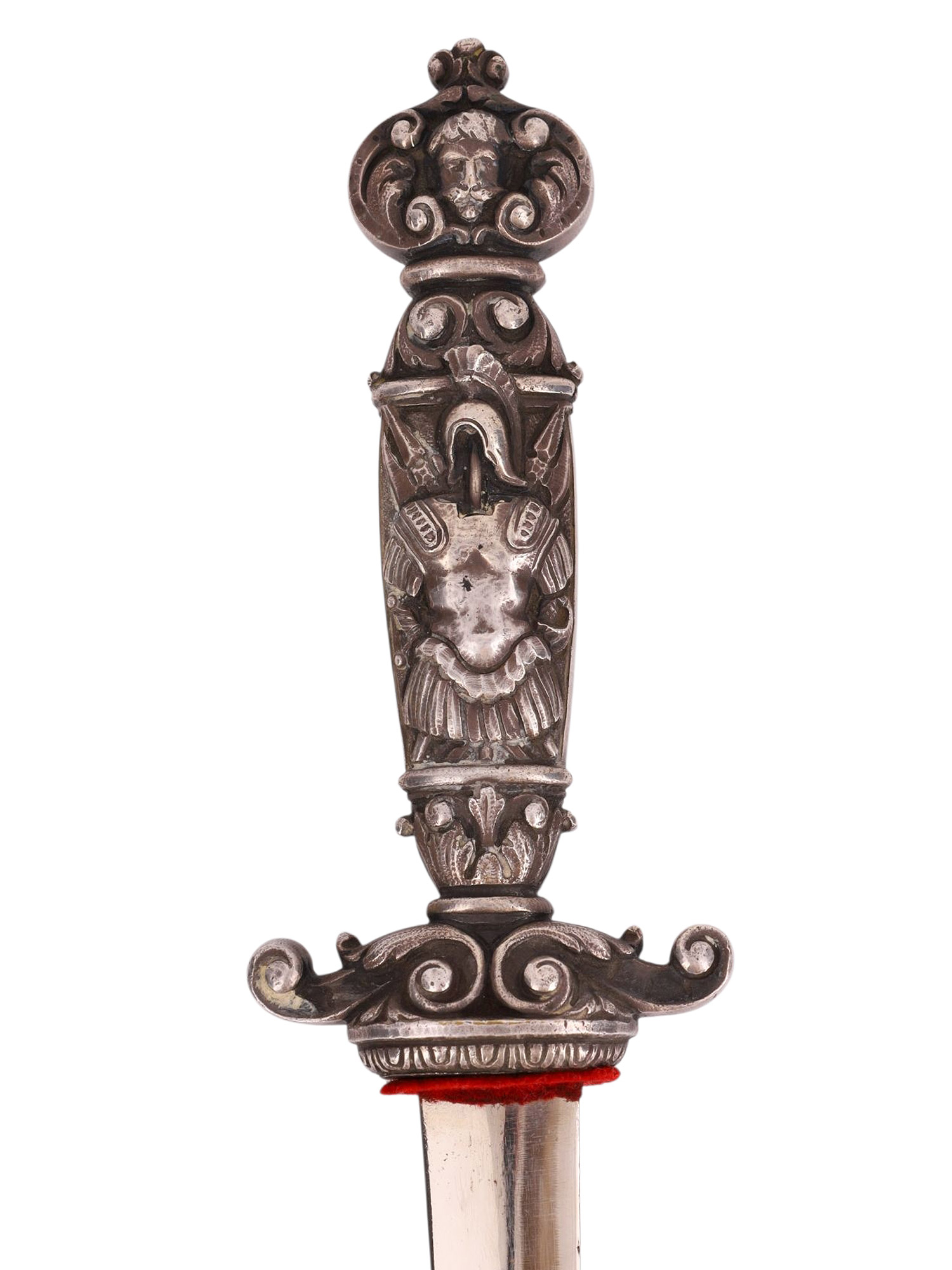 A EUROPEAN ROMANTIC DAGGER WITH SCULPTURAL HILT AND SHEATH, 19TH CEN.