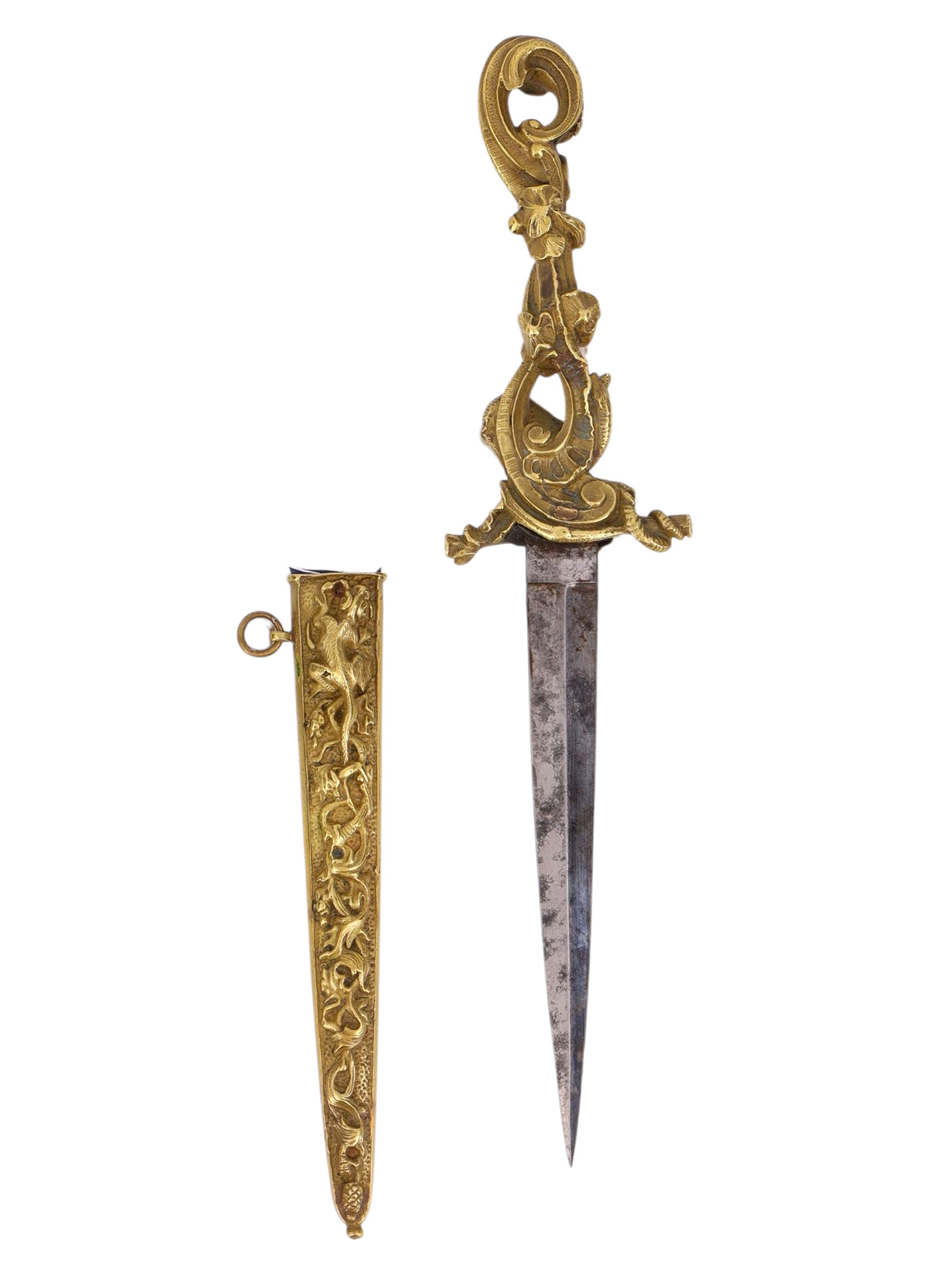 A EUROPEAN ROMANTIC DAGGER WITH SCULPTURAL HILT, 19TH CENTURY