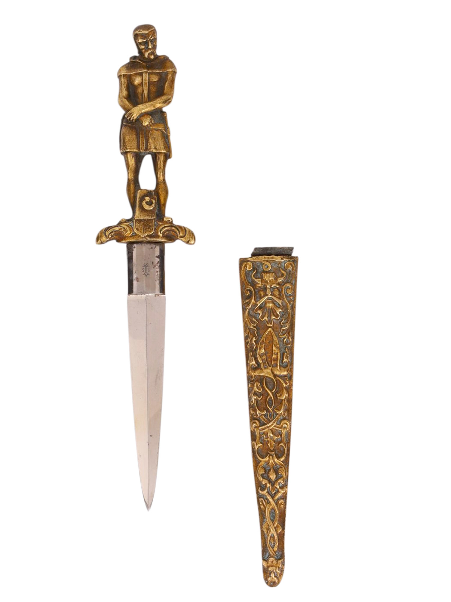 A EUROPEAN ROMANTIC DAGGER WITH SCULPTURAL HILT, 19TH CENTURY