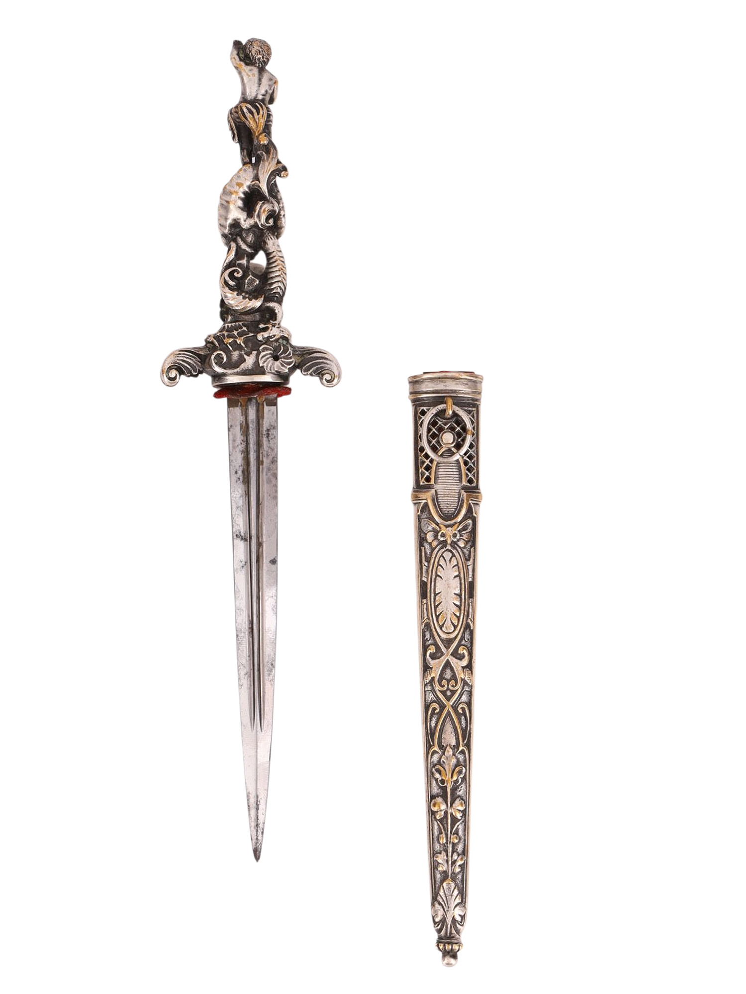 A EUROPEAN ROMANTIC DAGGER WITH SCULPTURAL HILT, 19TH CENTURY